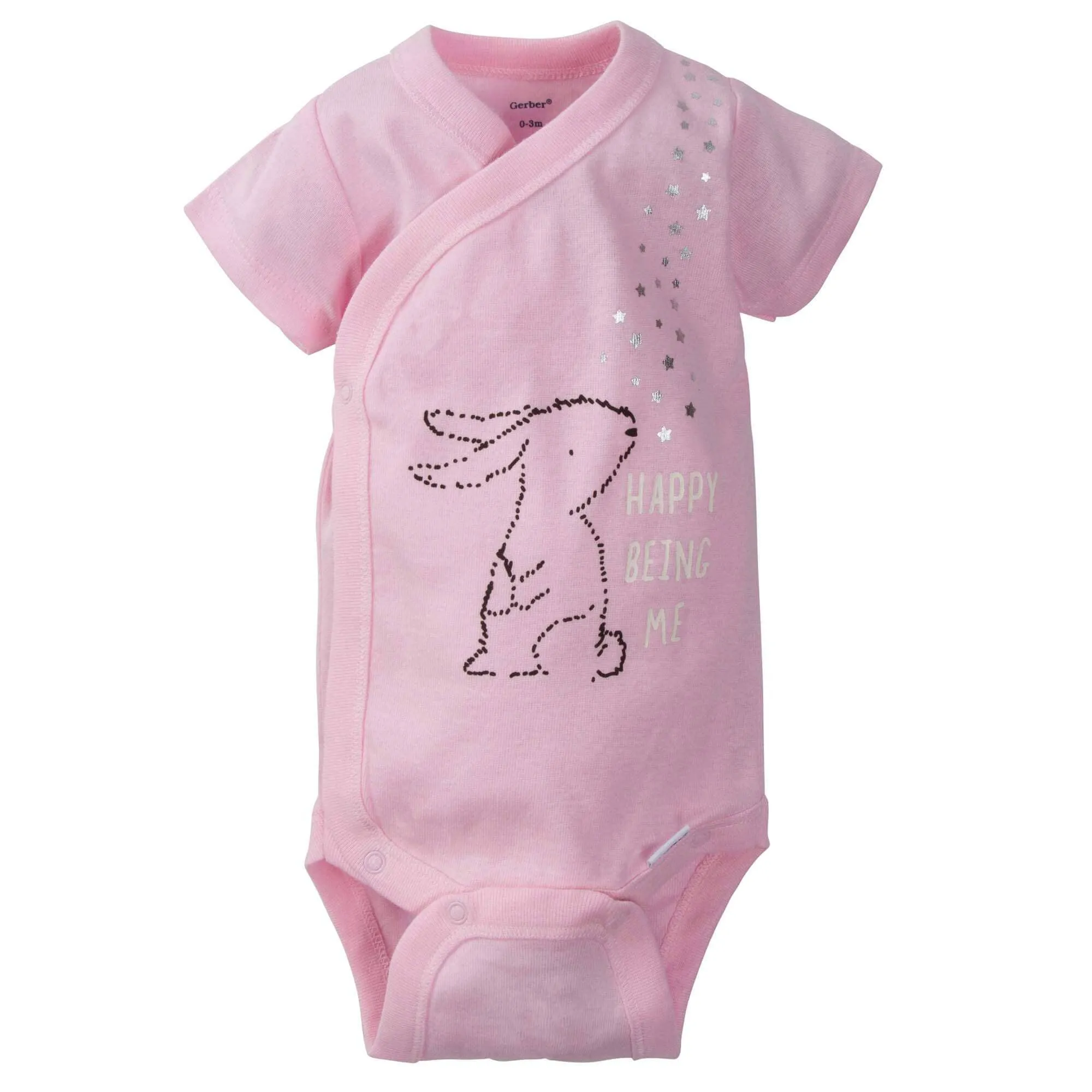 5-Pack Baby Girls Bunny Short Sleeve Onesies Bodysuits