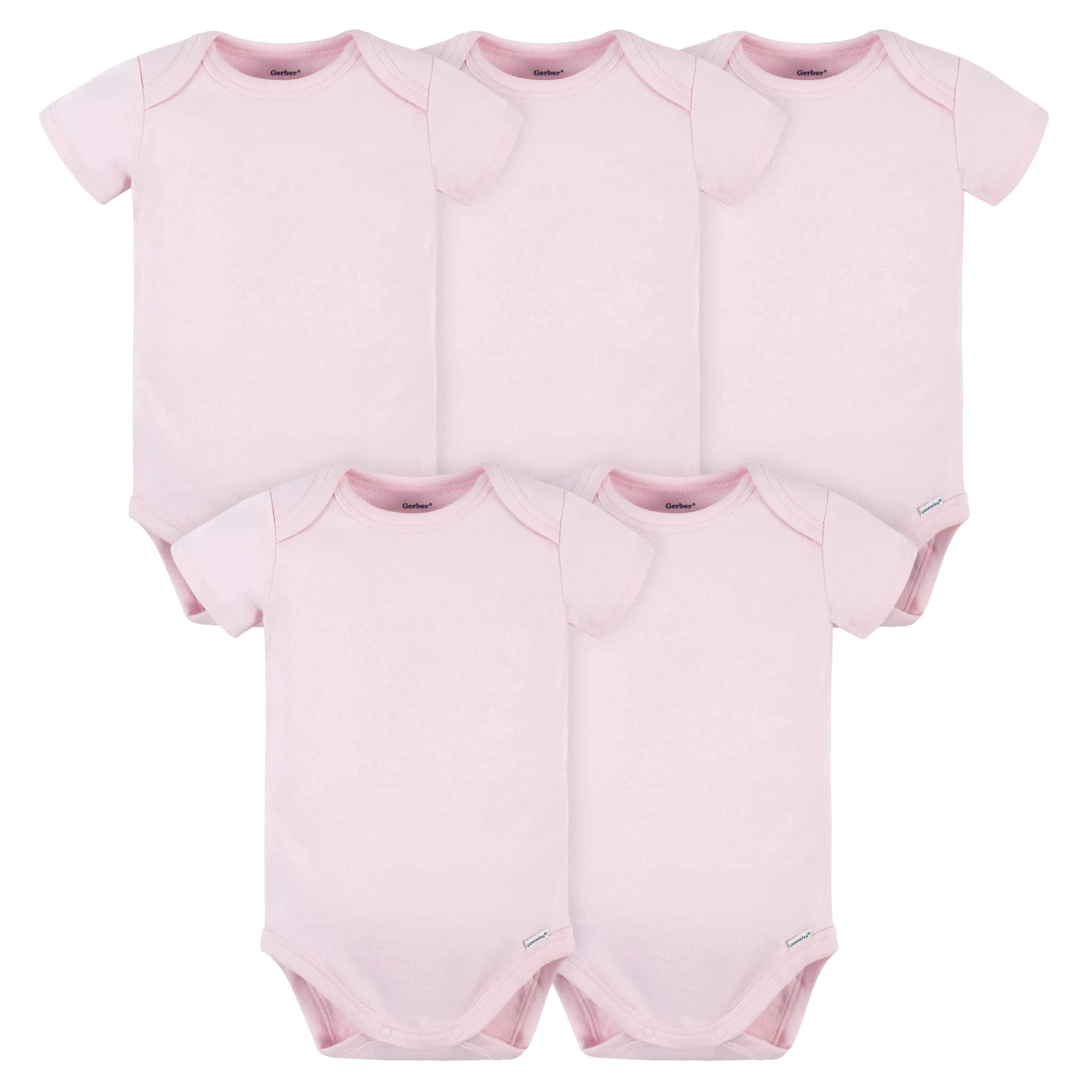 5-Pack Baby Light Pink Premium Short Sleeve Onesies Bodysuits