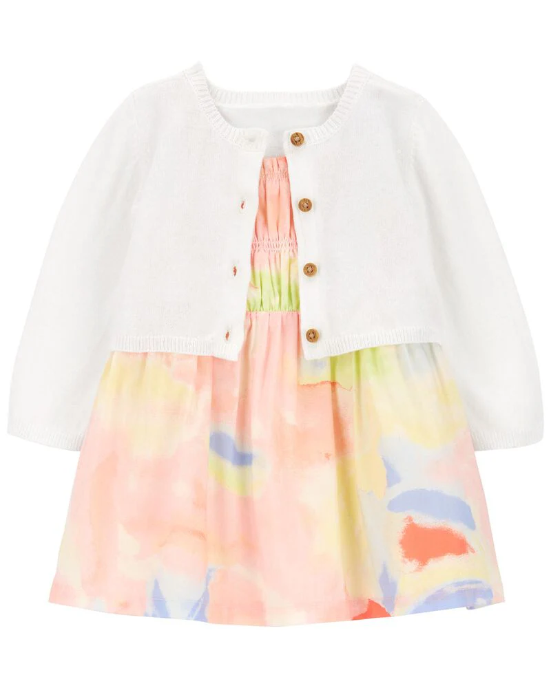 Carter's 2-Piece Smocked Dress & Cardigan Set