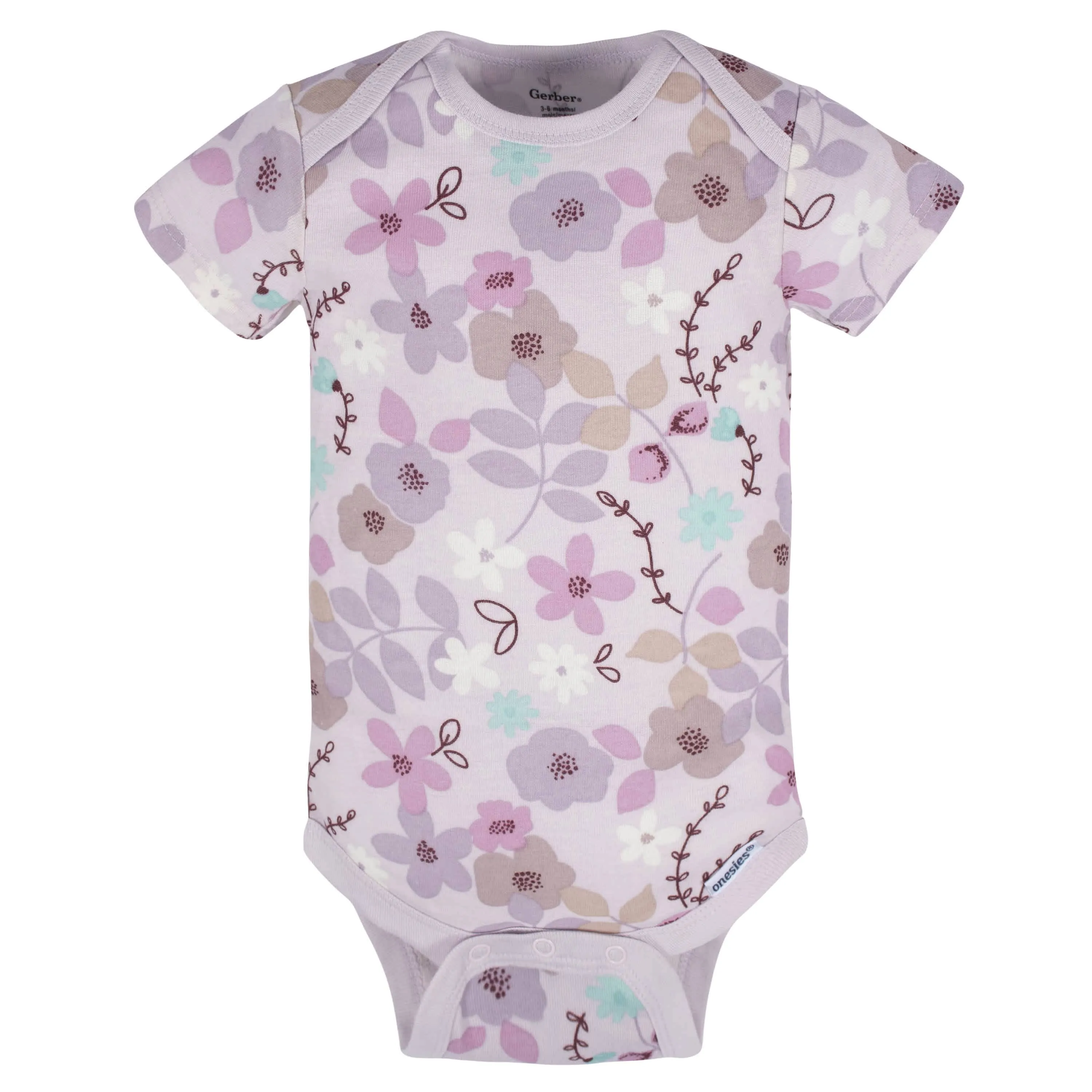 8-Pack Baby Girls Lavender Garden Onesies Bodysuits