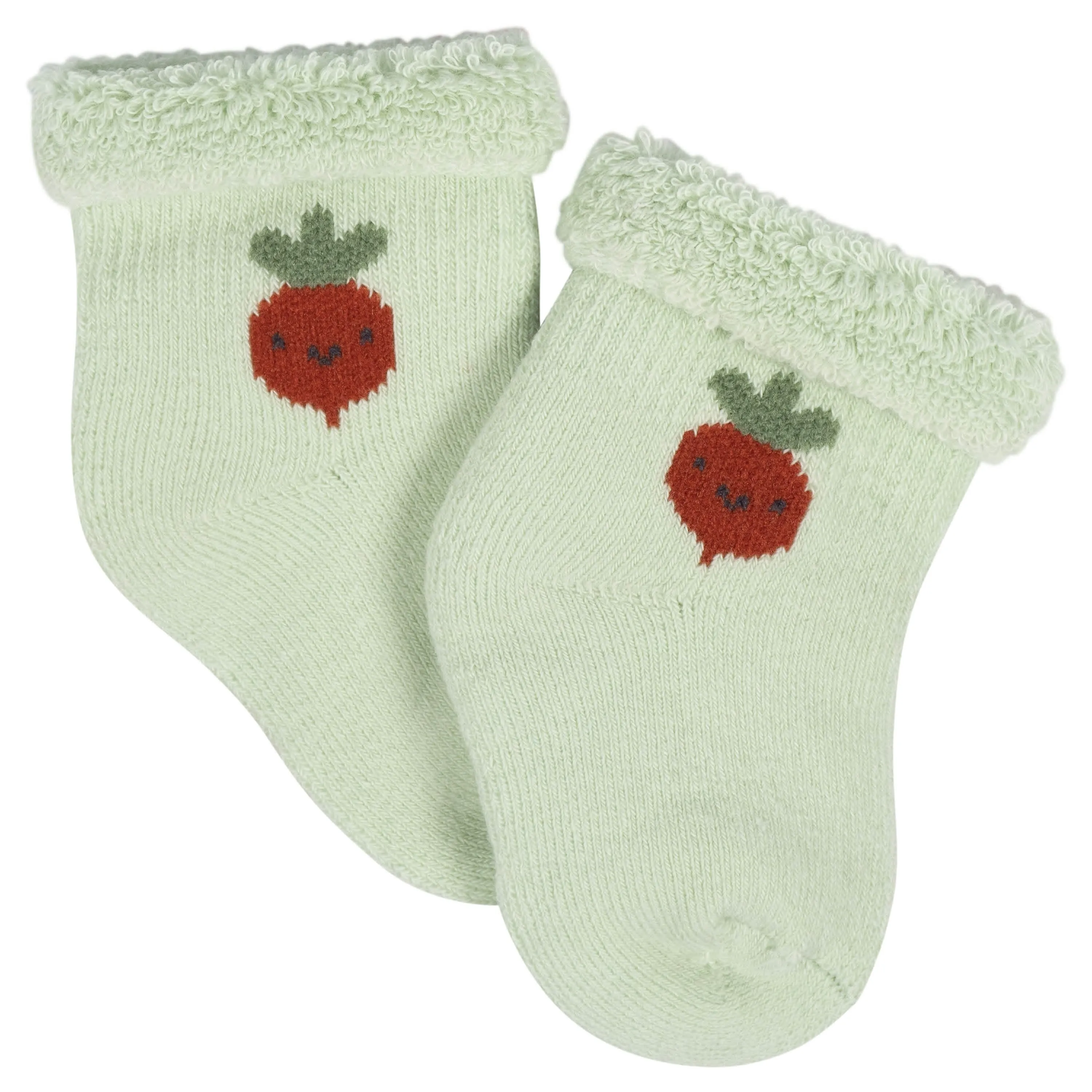 12-Pack Baby Neutral Happy Veggies Terry Wiggle Proof Socks