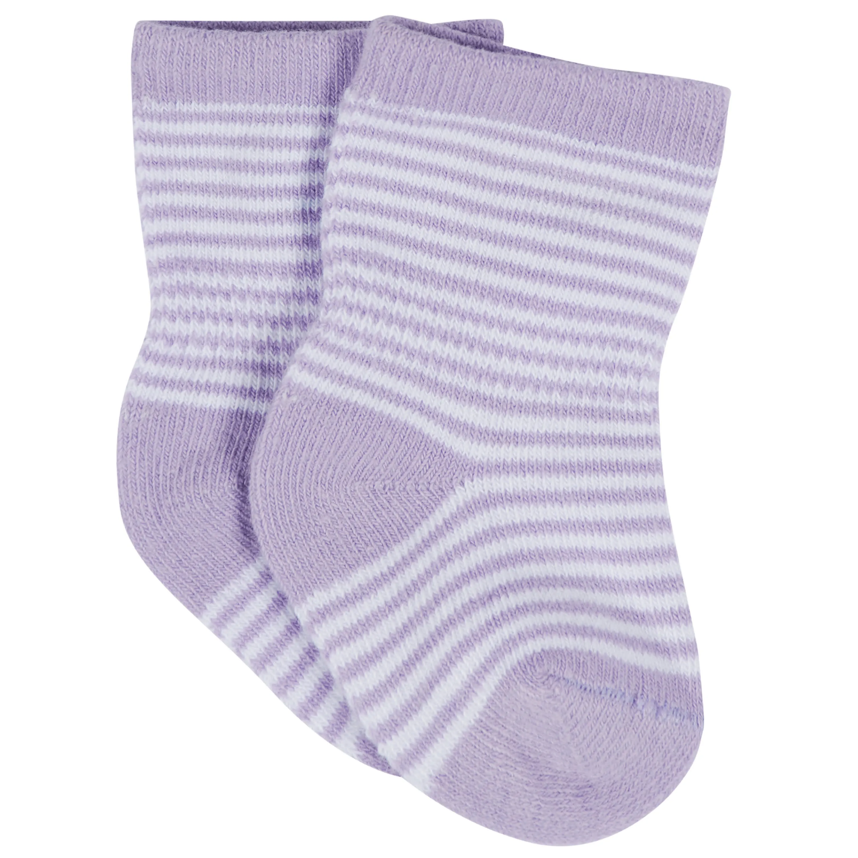 12-Pack Baby & Toddler Girls Rainbow Floral Jersey Crew Wiggle Proof Socks