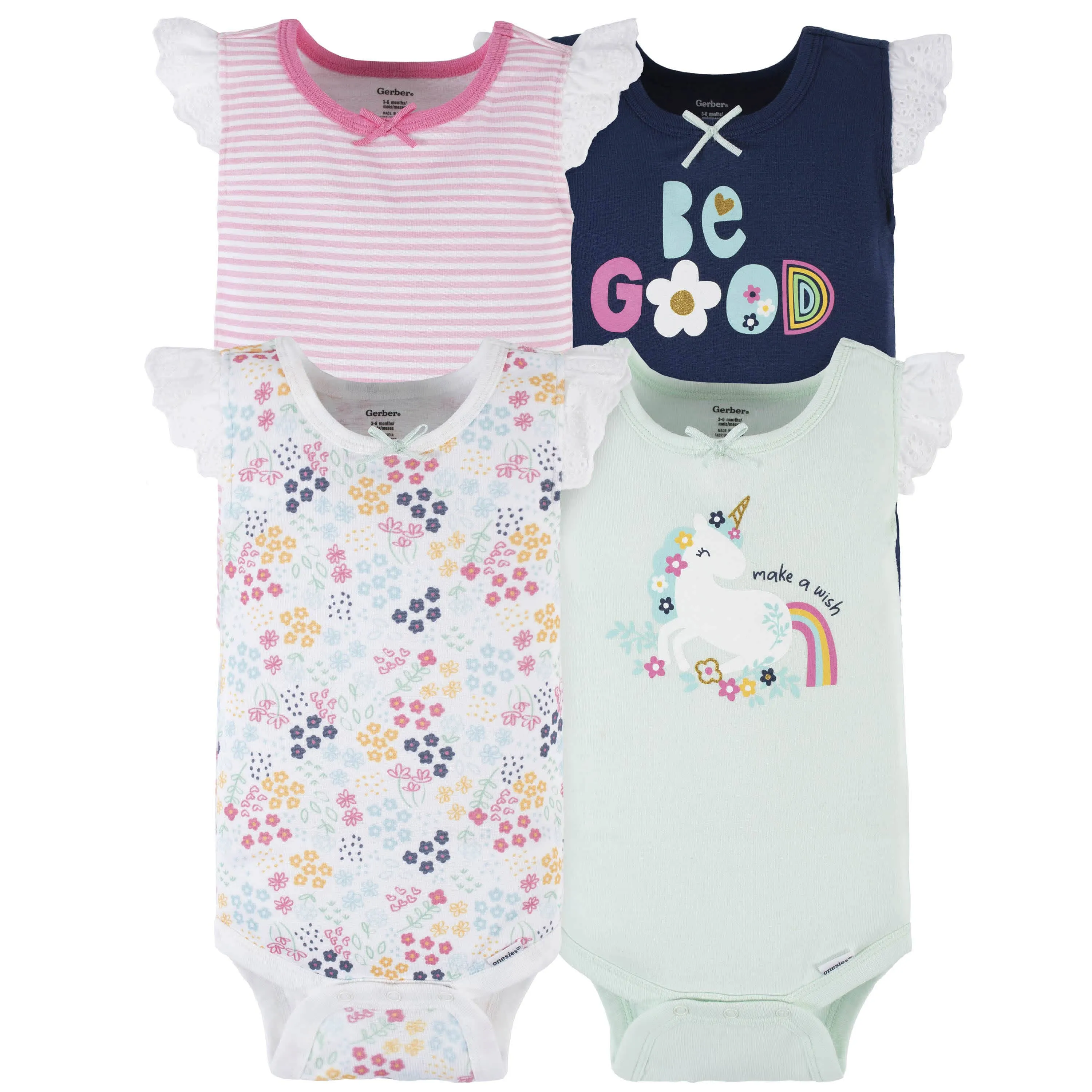 4-Pack Baby Girls Unicorn Tank Onesies Bodysuits