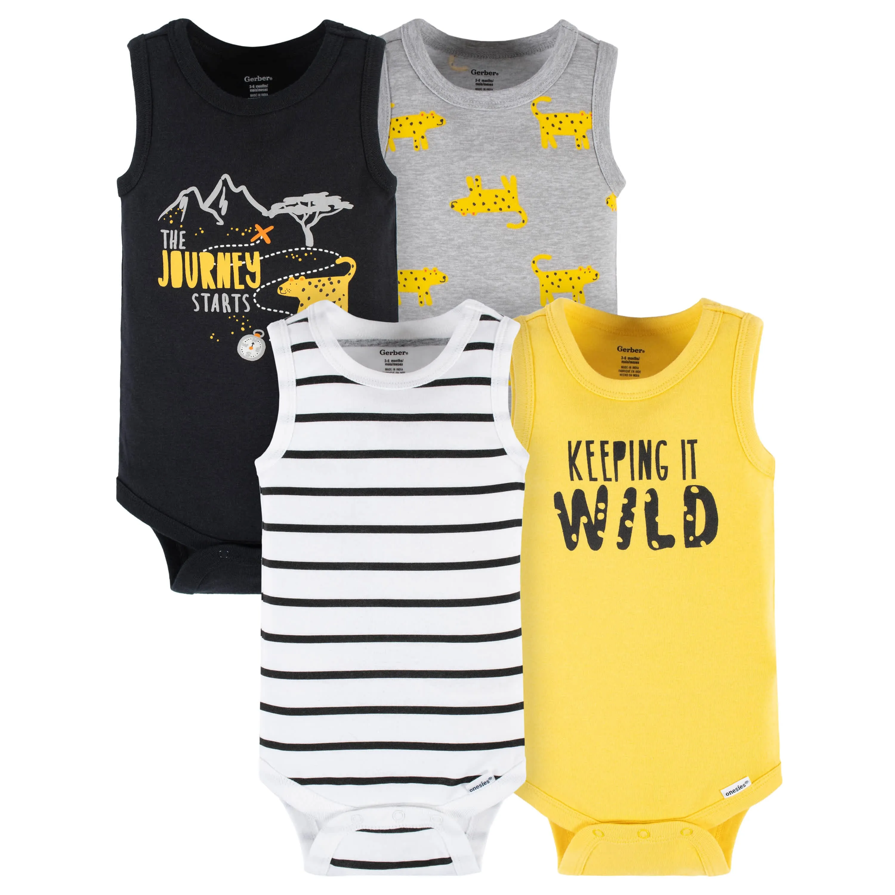 4-Pack Baby Boys Wild At Heart Tank Onesies Bodysuits