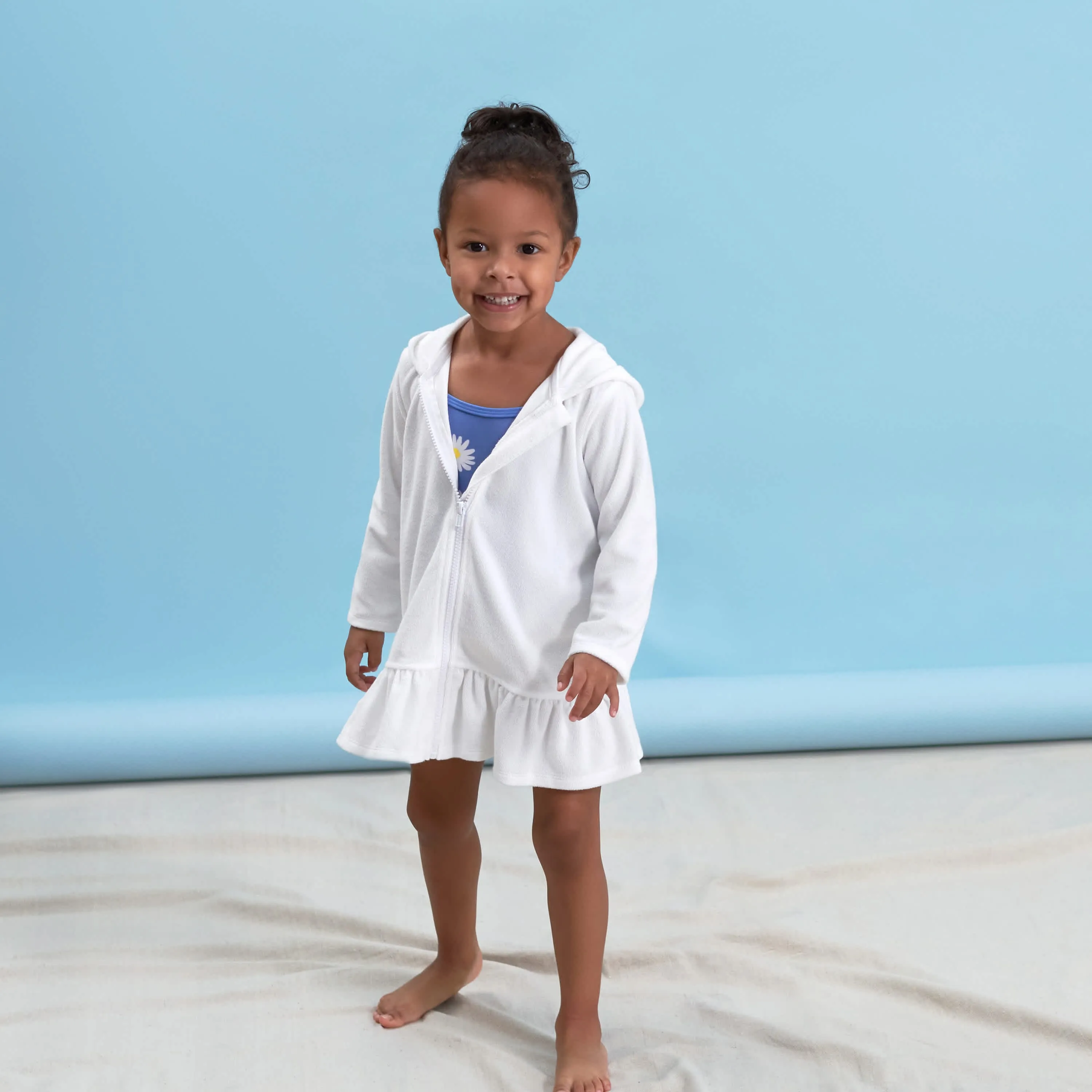 Baby & Toddler Girls White Zipper Hoodie Terry Coverup