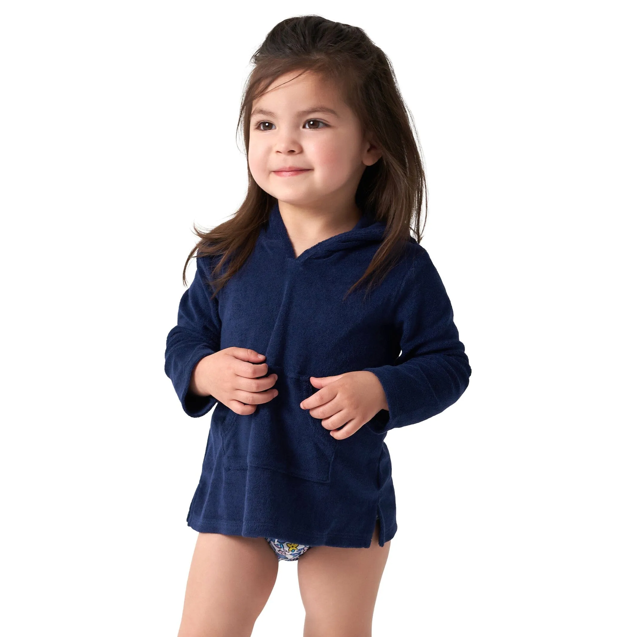 Baby & Toddler Girls Navy Hooded Kangaroo Pocket Terry Coverup