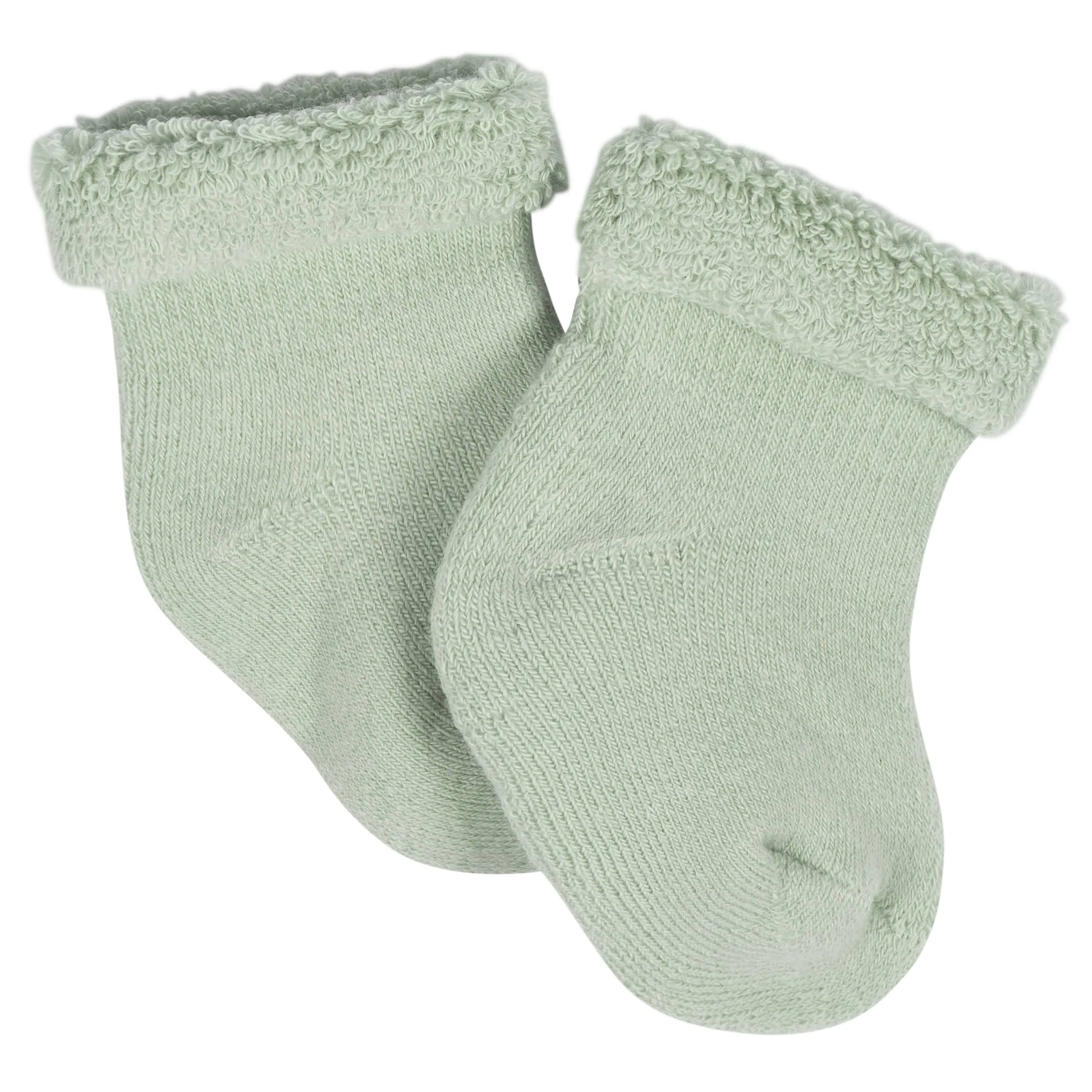 12-Pack Baby Girls Golden Floral Terry Wiggle Proof Socks