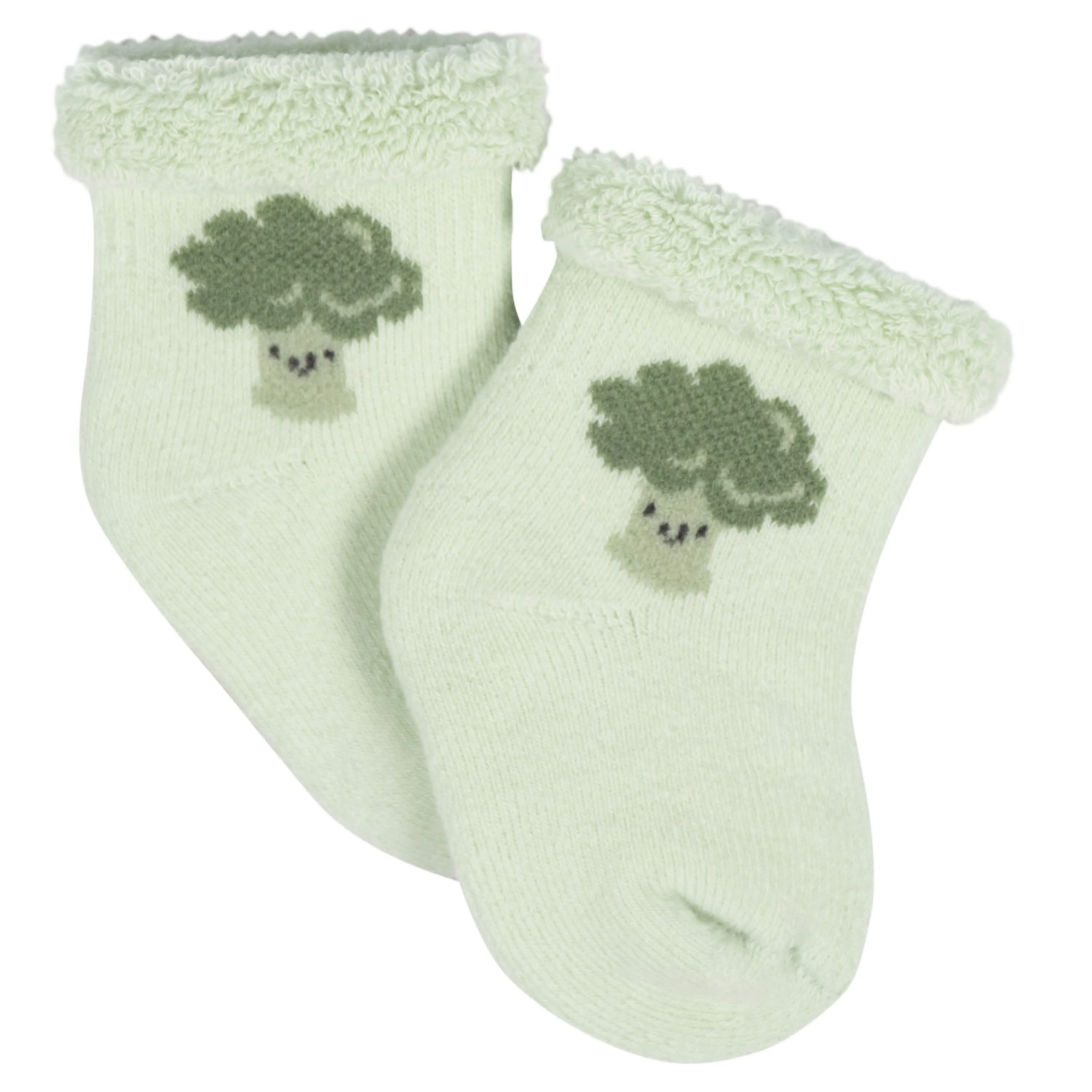 12-Pack Baby Neutral Happy Veggies Terry Wiggle Proof Socks