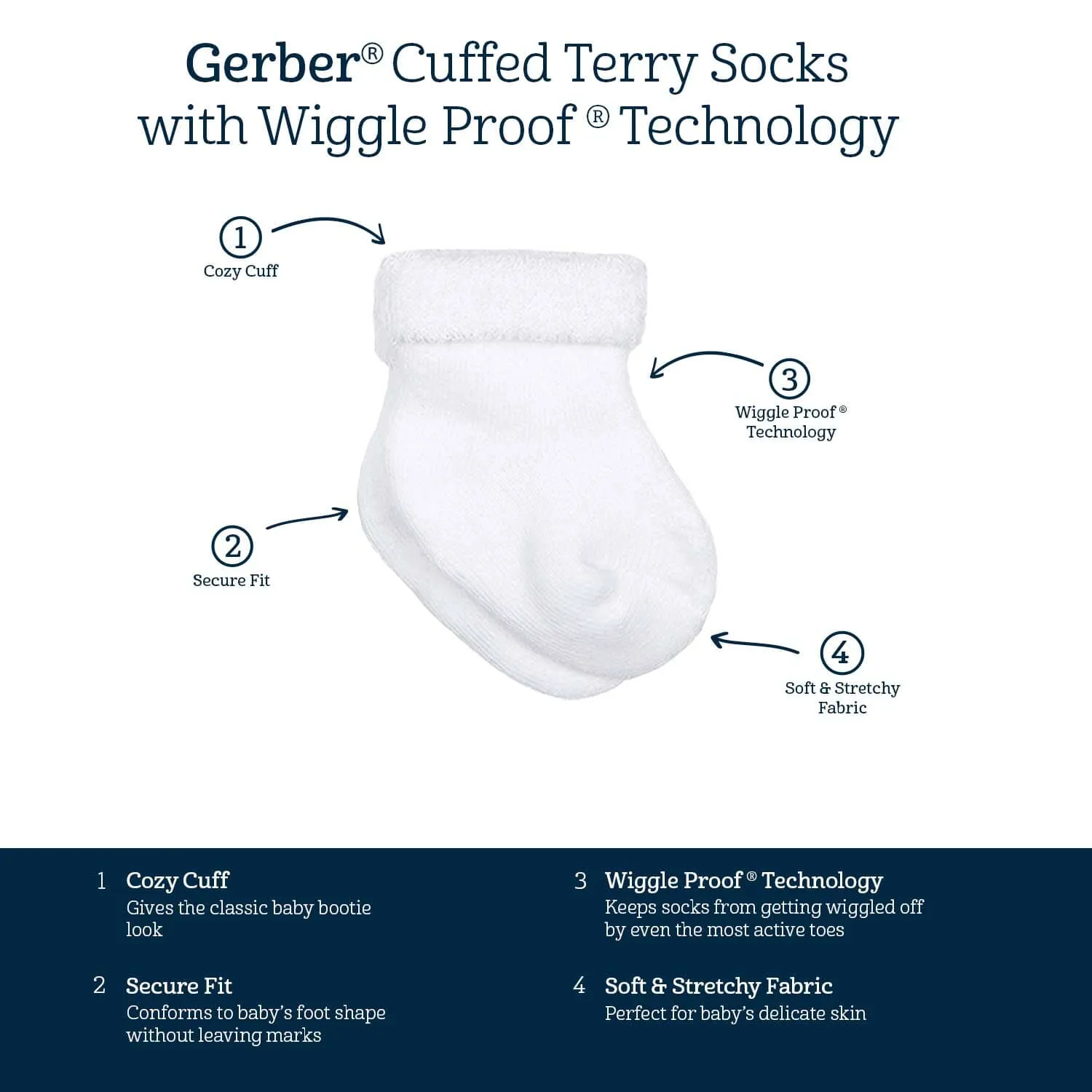 12-Pack White Terry Socks