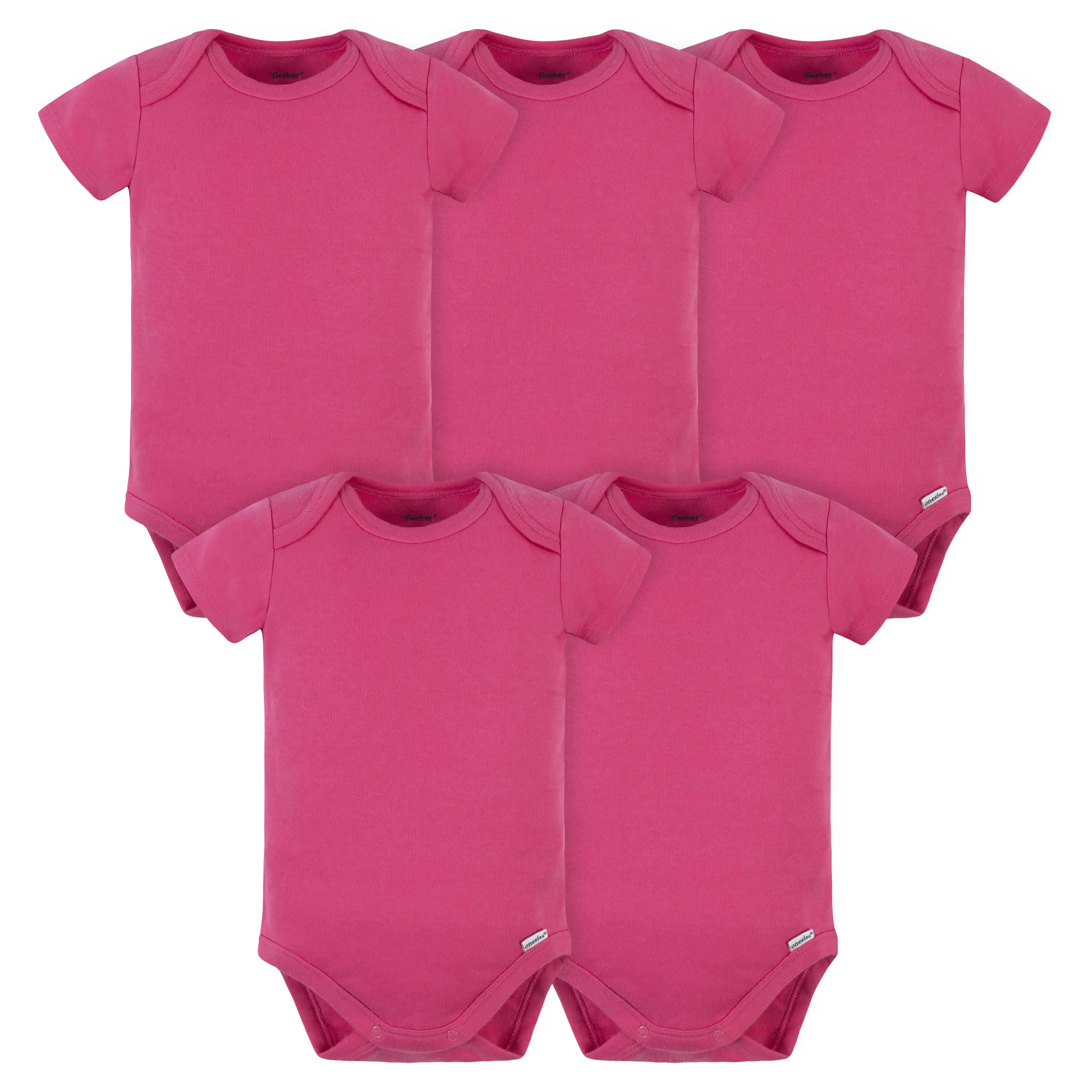 5-Pack Baby Hot Pink Premium Short Sleeve Onesies Bodysuits