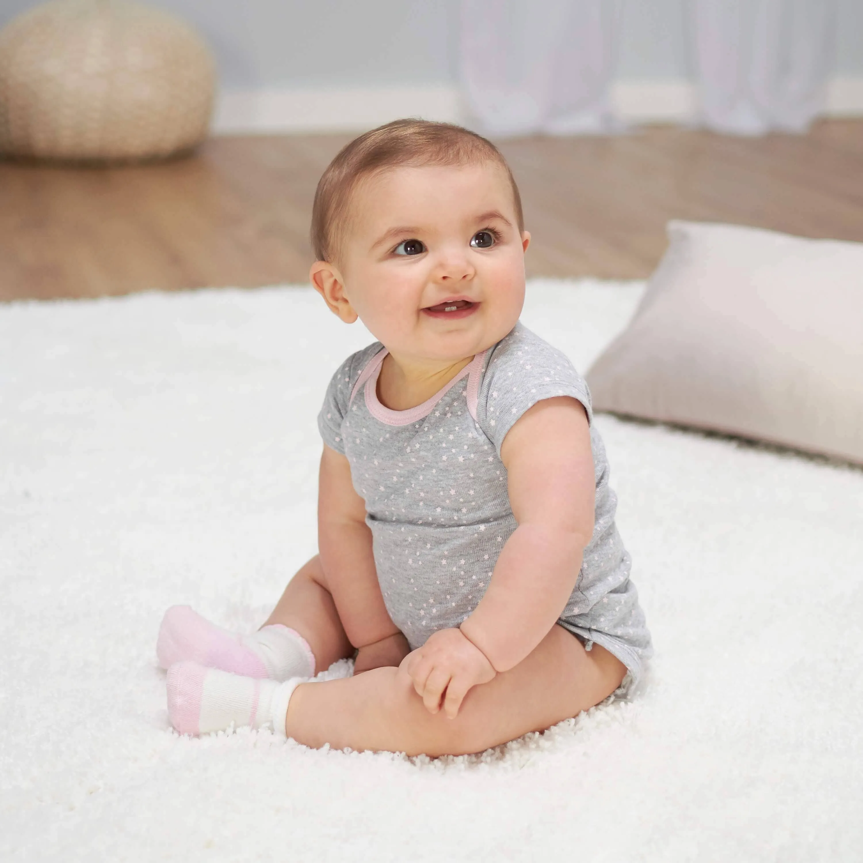 5-Pack Baby Girls Bunny Short Sleeve Onesies Bodysuits