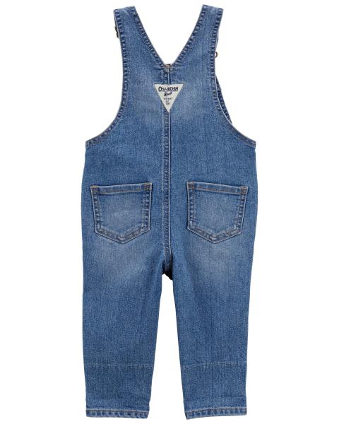 Oshkosh Floral Lined Stretch Denim Overalls with Floral Print Jersey Bodysuit