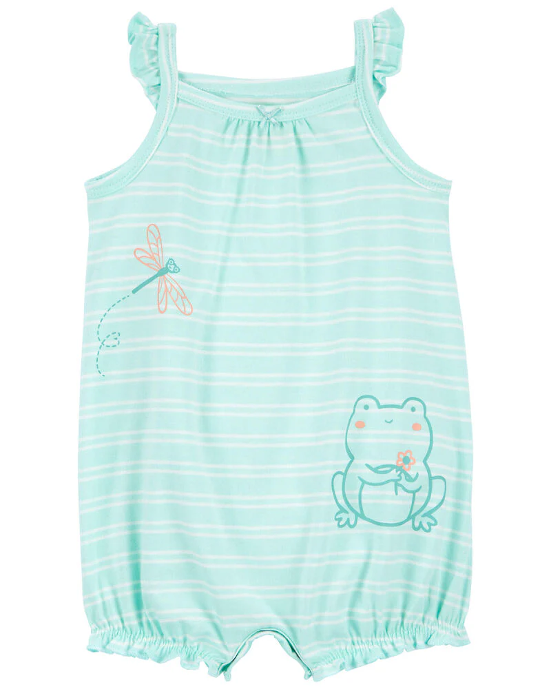 Carter's Baby Striped Frog Cotton Romper