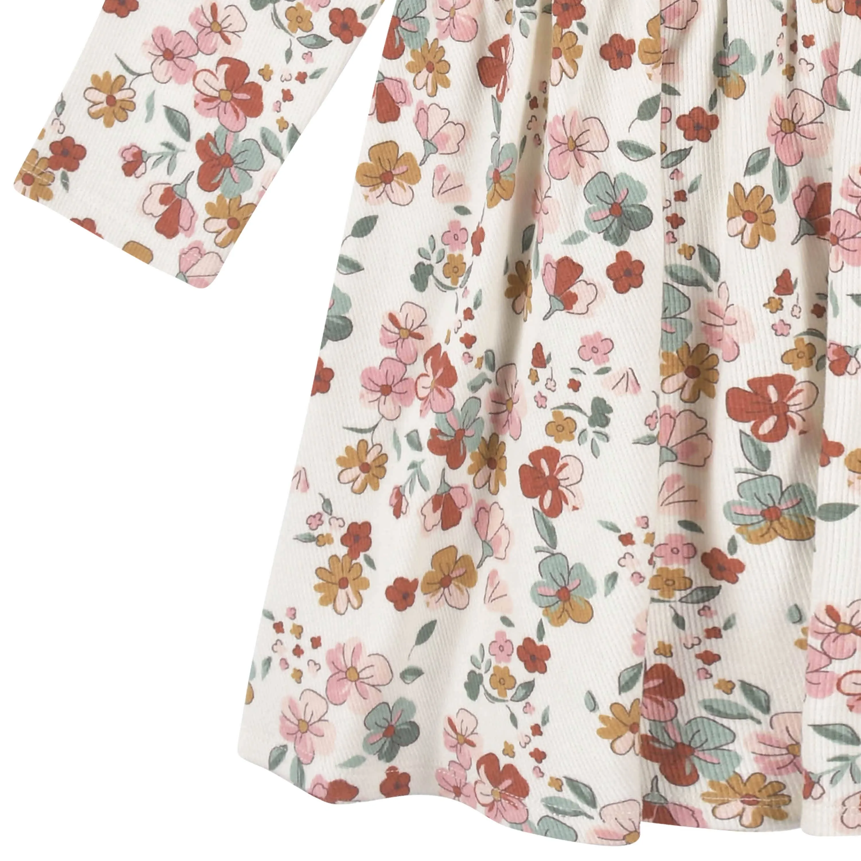 2-Pack Infant & Toddler Girls Mint Floral Long Sleeve Dresses