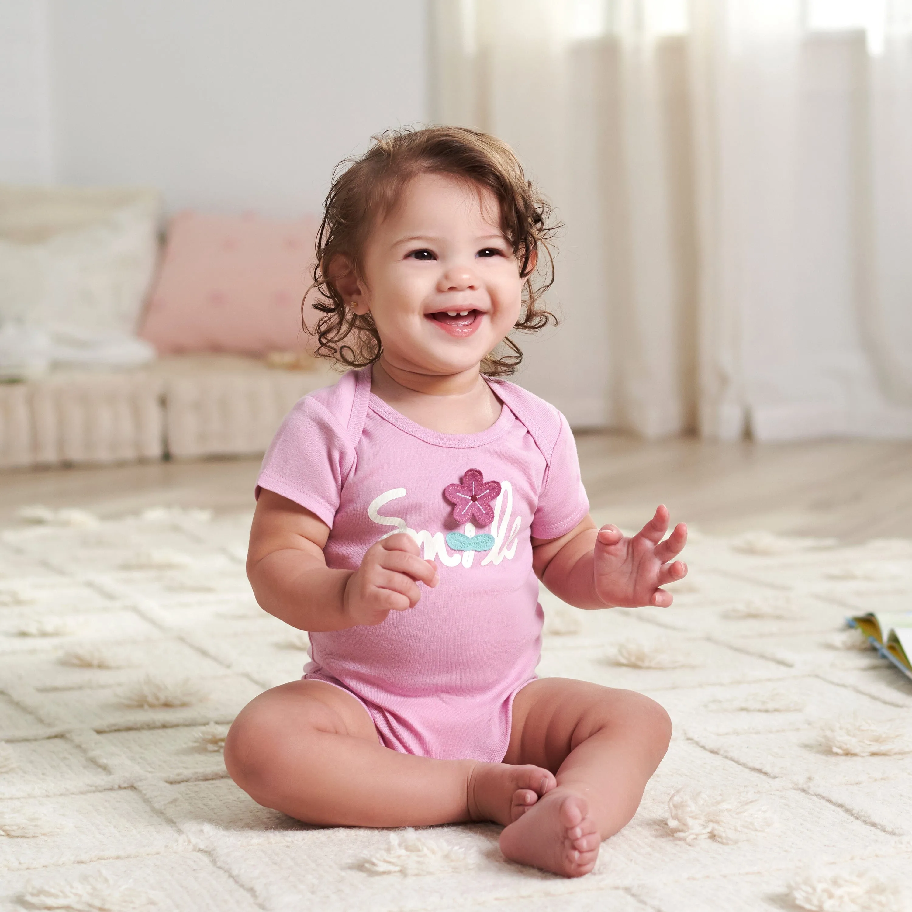 8-Pack Baby Girls Lavender Garden Onesies Bodysuits