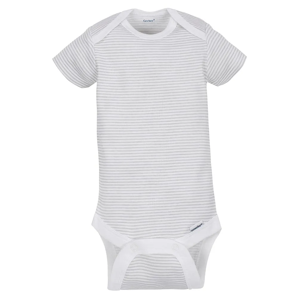 5-Pack Neutral Grey Elephant Short Sleeve Onesies Bodysuits