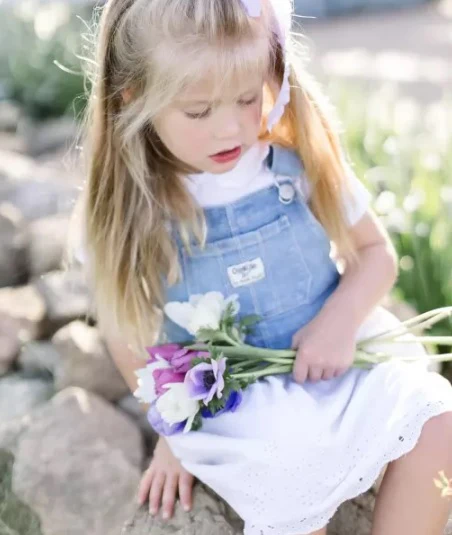 Oshkosh Eyelet Denim Jumper Dress with Scalloped Peter Pan Collar Bodysuit