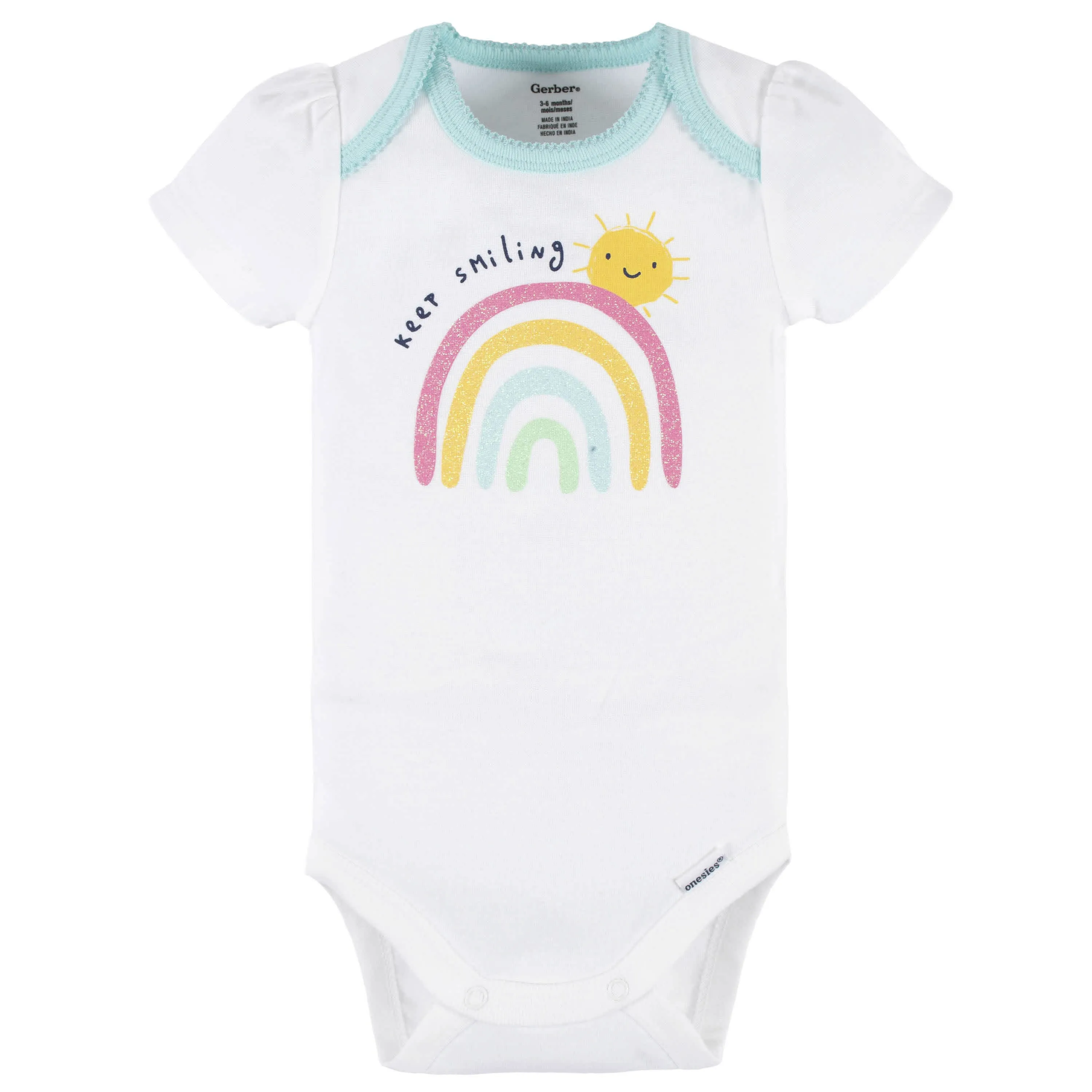 4-Piece Baby Girls Dots Of Rainbows Onesies Bodysuit, Tee, Skort & Pant Set