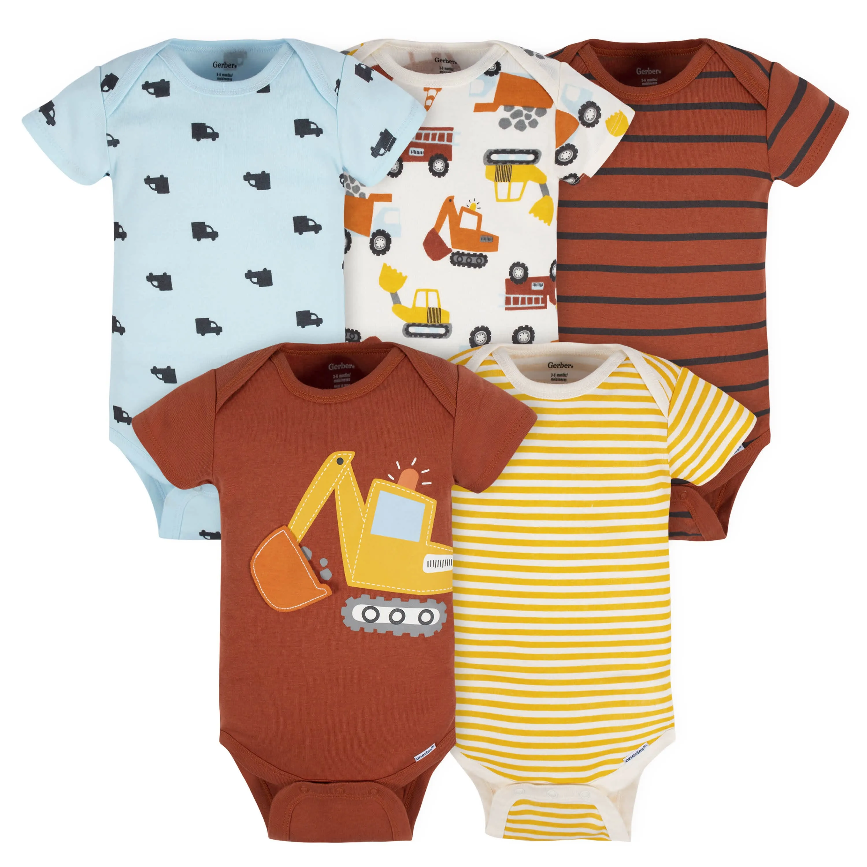 5-Pack Baby Boys Transportation Zone Onesies Bodysuits