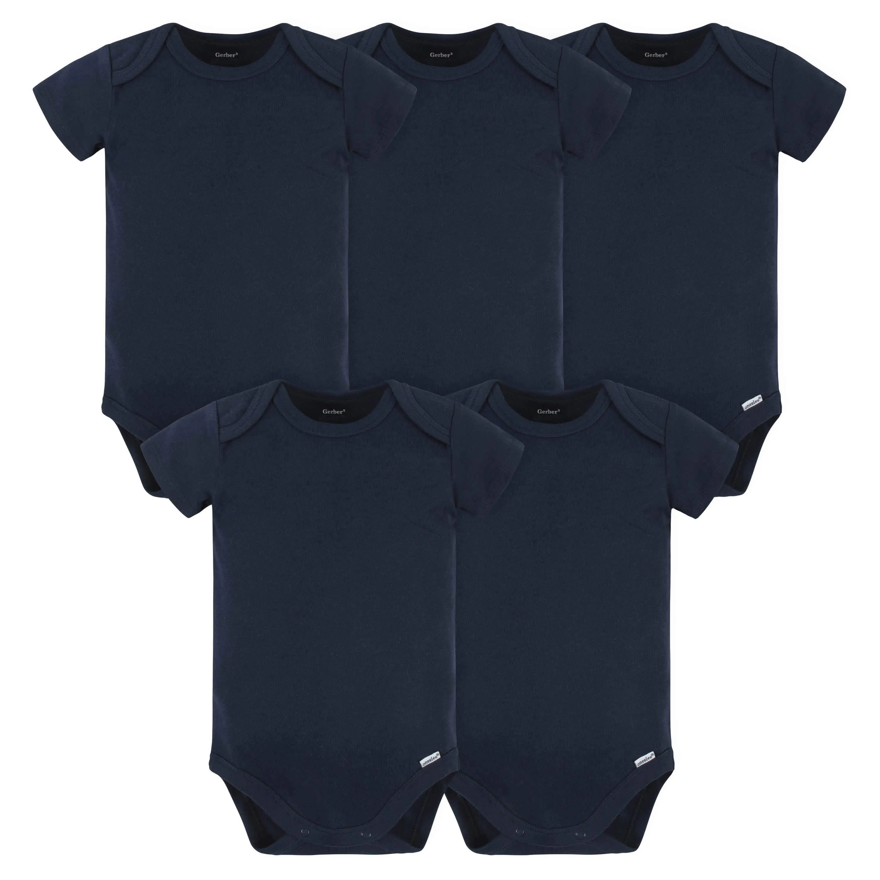 5-Pack Baby Navy Premium Short Sleeve Onesies Bodysuits