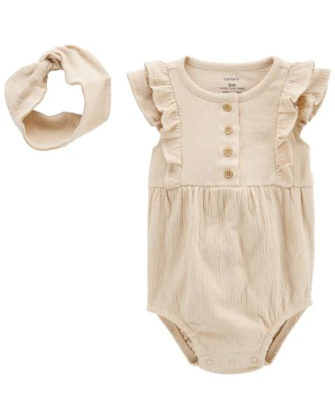 Carter's Button-Front Bodysuit And Headwrap Set