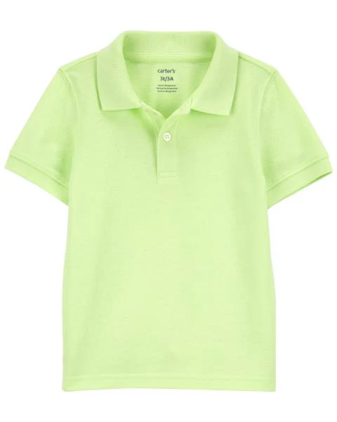 Carter's Ribbed Collar Polo Shirt with Chameleon Print Stretch Chino Shorts