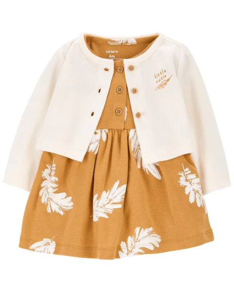Carter's Baby 2-Piece Feather Bodysuit Dress & Cardigan Set