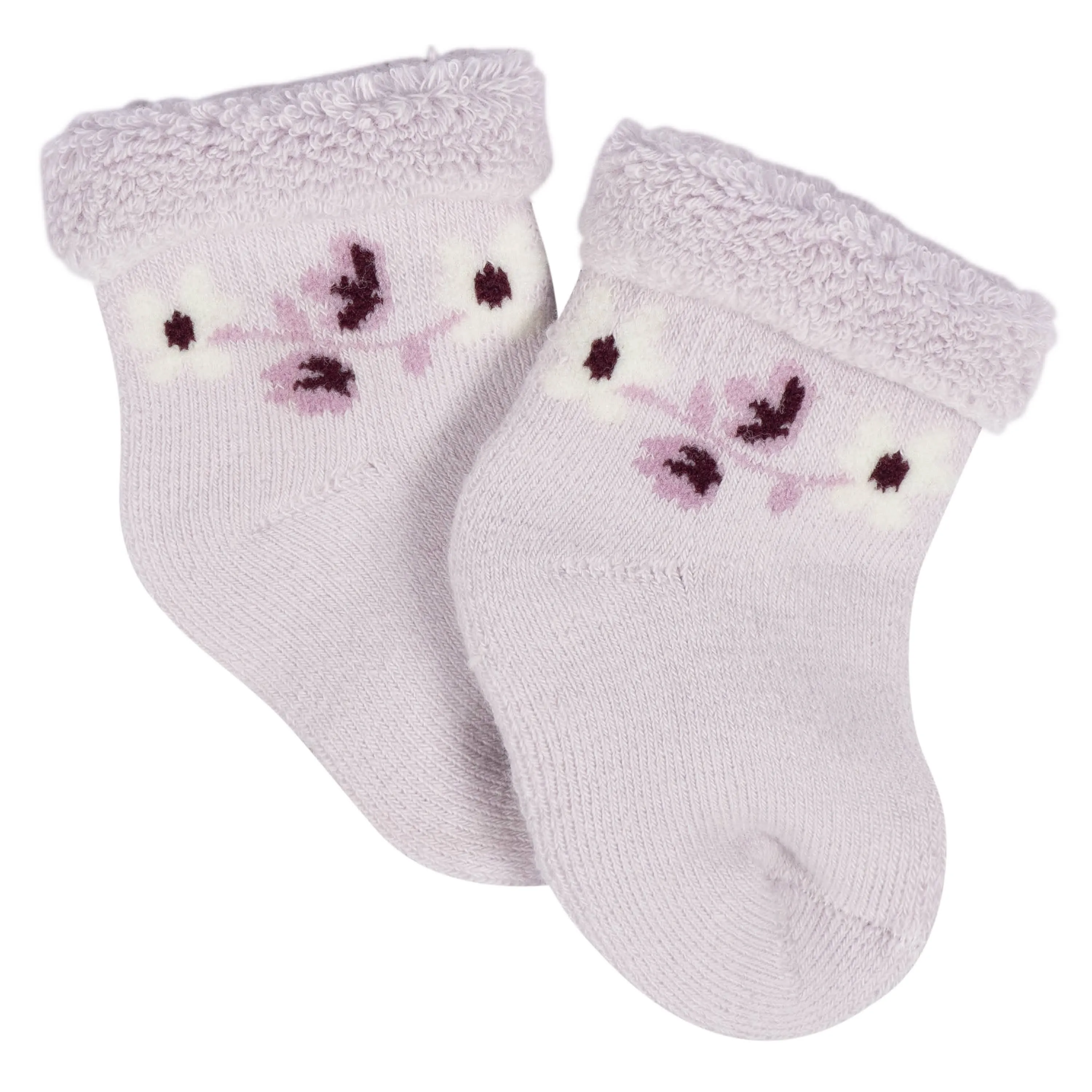 12-Pack Baby Girls Lavender Garden Terry Wiggle Proof Socks