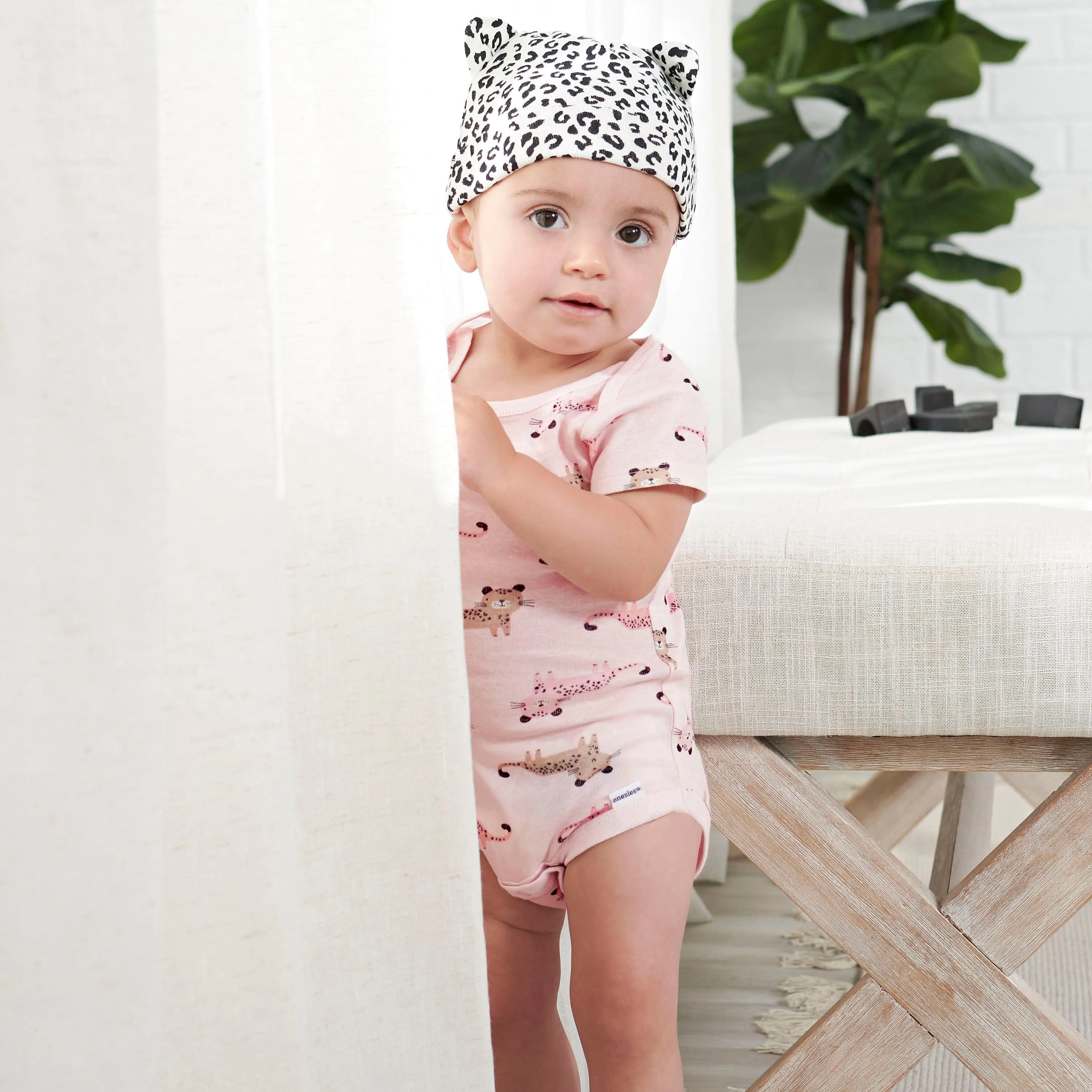 8-Pack Baby Girls Leopard Short Sleeve Onesies Bodysuits