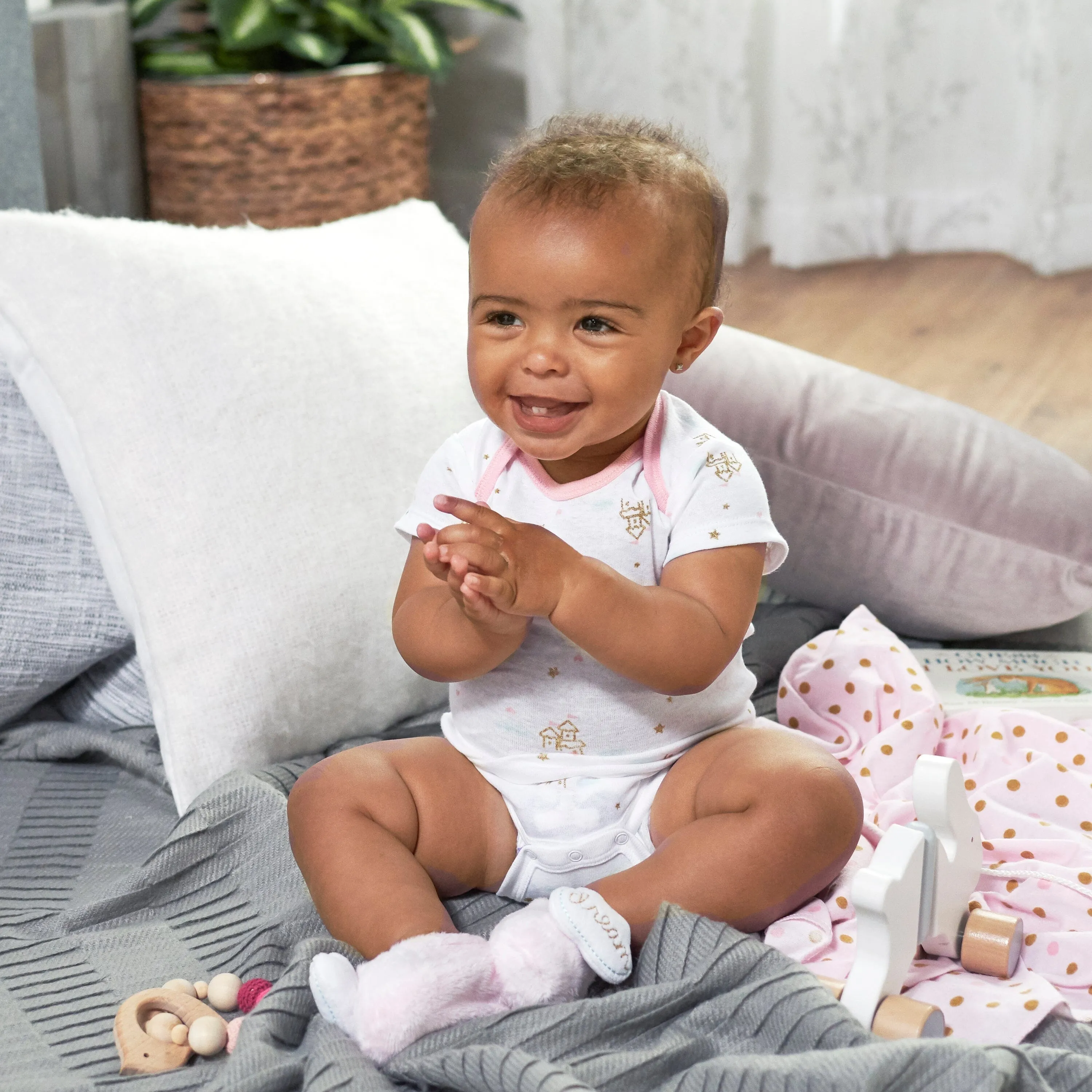 8-pack Baby Girls' Castle Short Sleeve Onesies Bodysuits