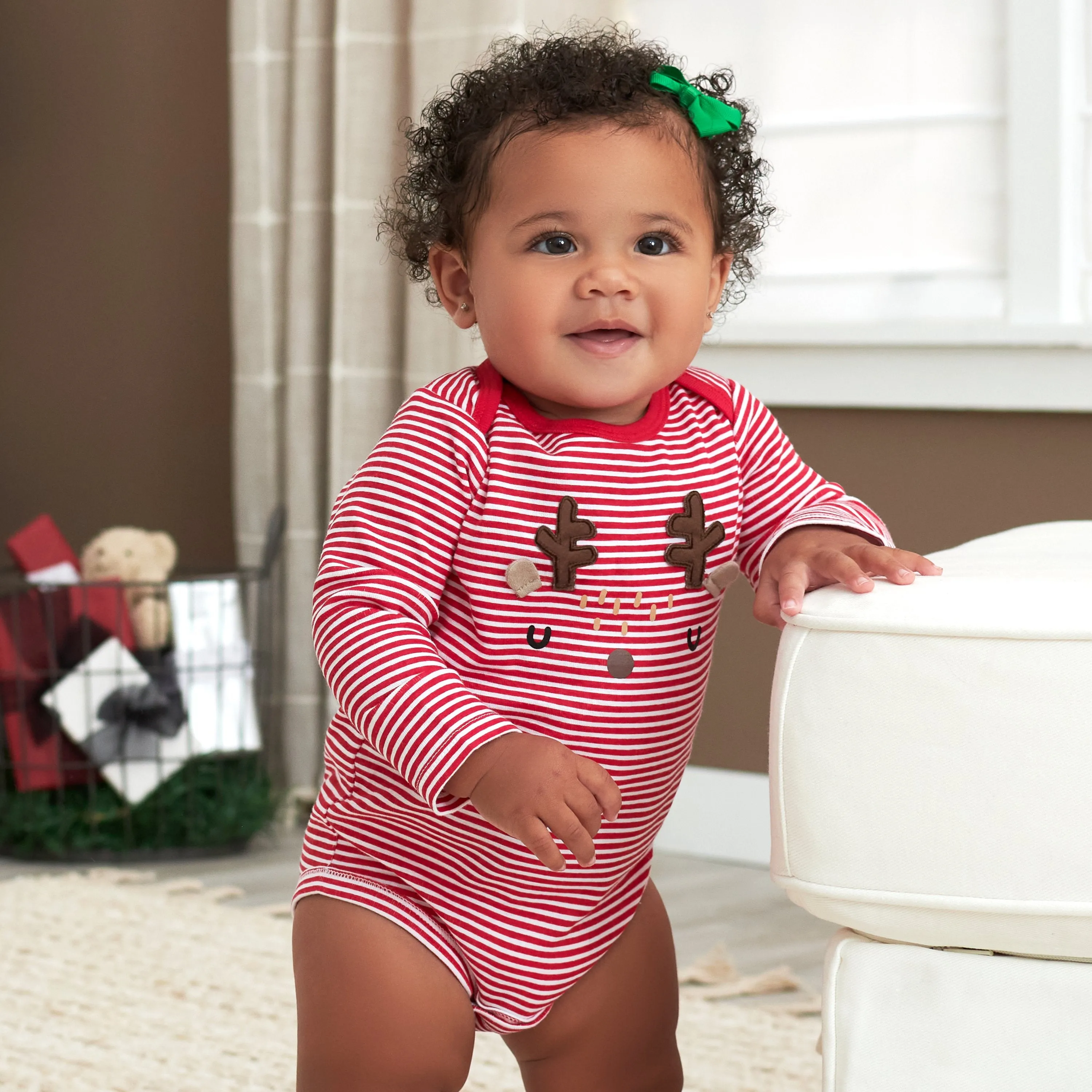 Baby Neutral Reindeer Long Sleeve Onesies Bodysuit
