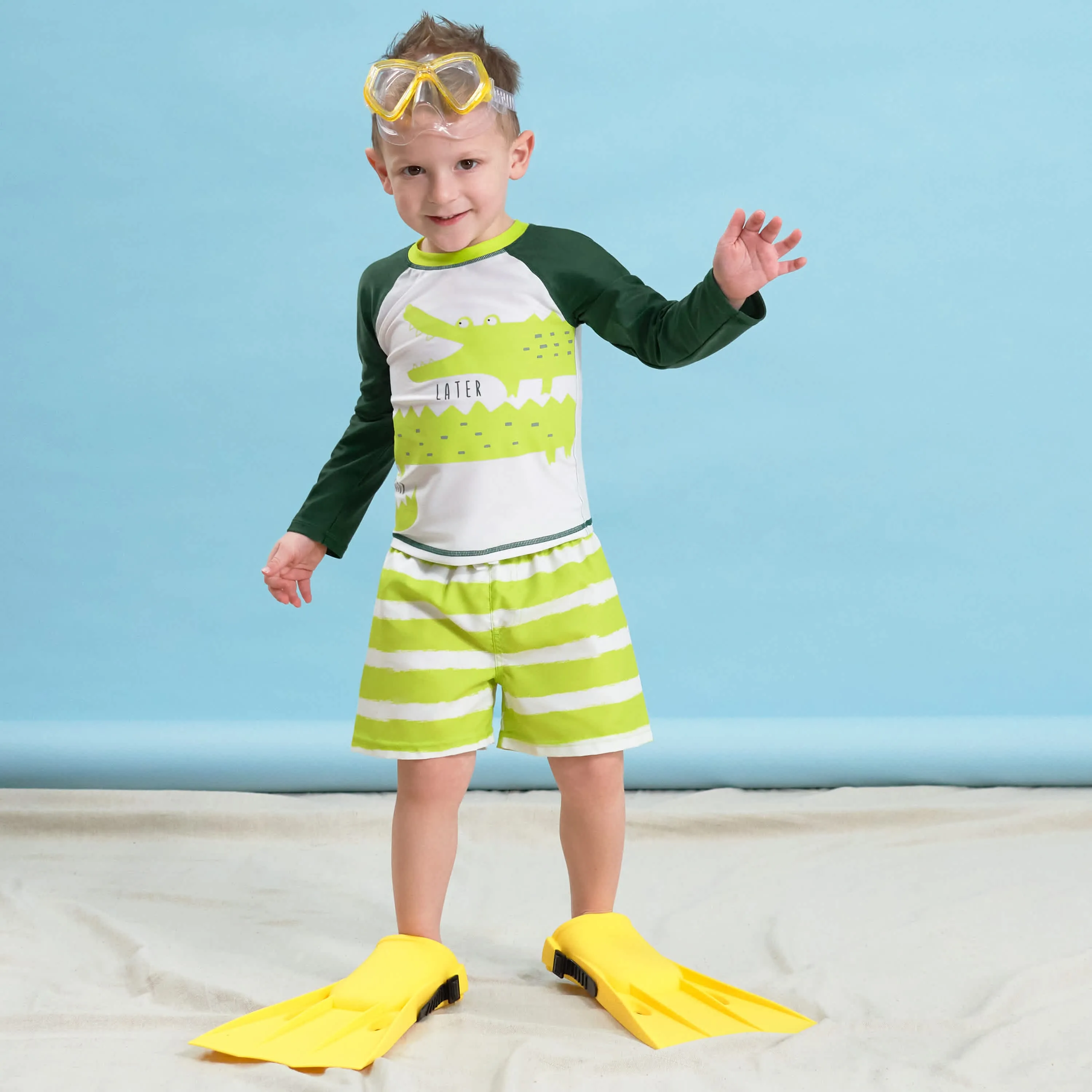 2-Piece Baby & Toddler Boys Later Gator Rash Guard & Swim Trunks Set