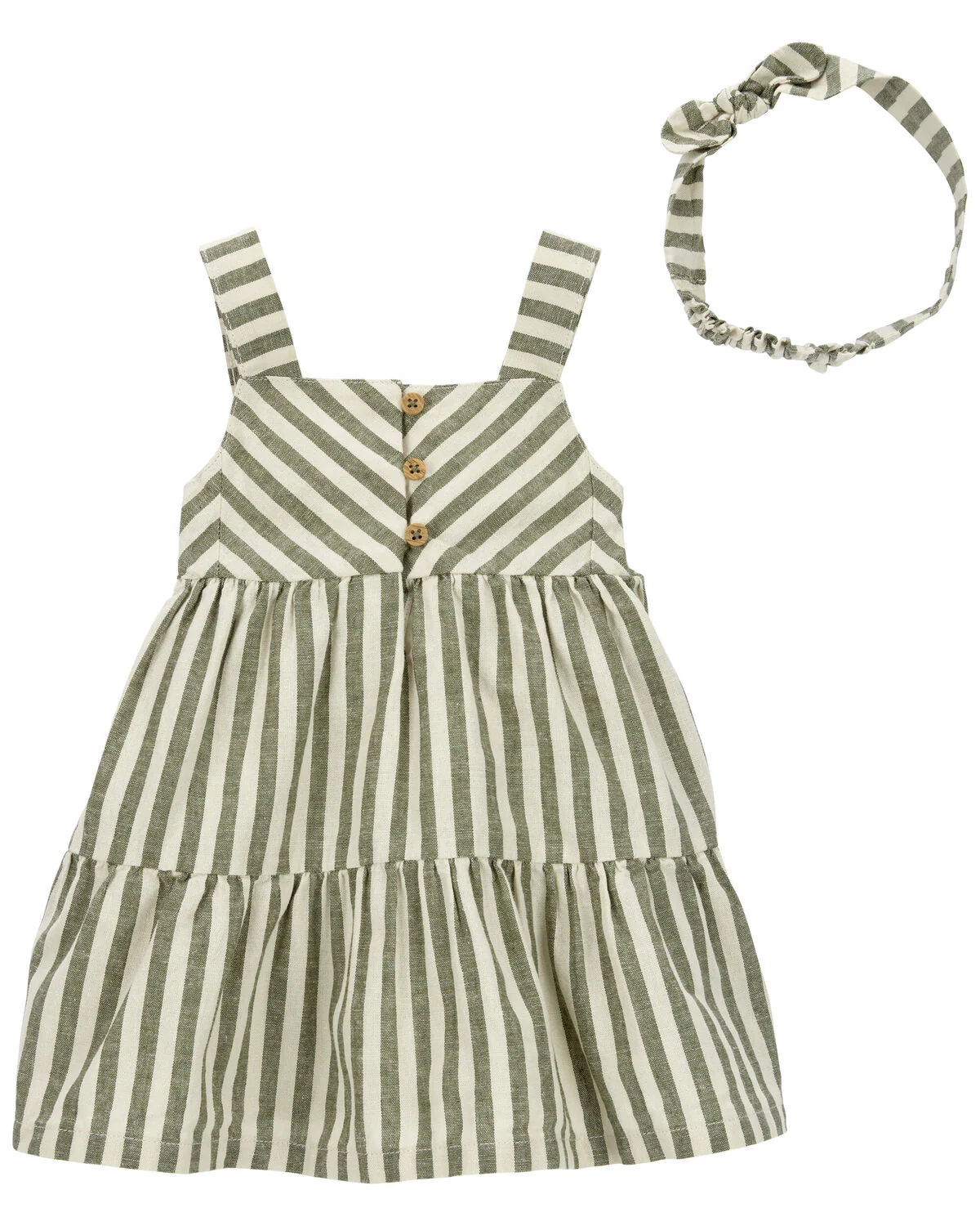 Carter's Baby 2-Piece Striped Linen Dress & Headwrap Set