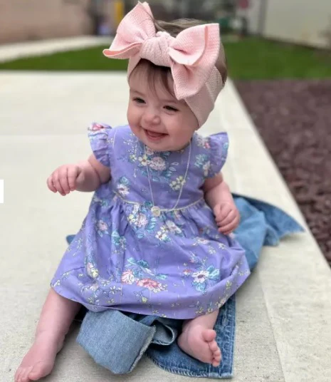 Oshkosh Metallic Stripe Floral Print Dress