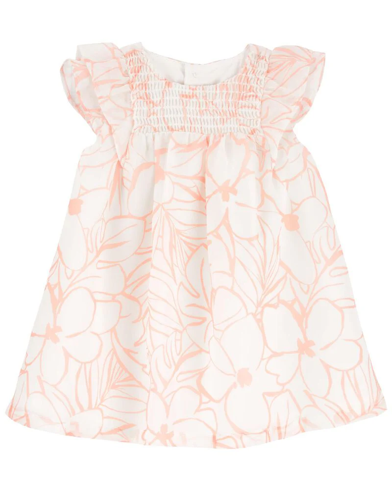 Carter's  Smocked Floral Print Dress