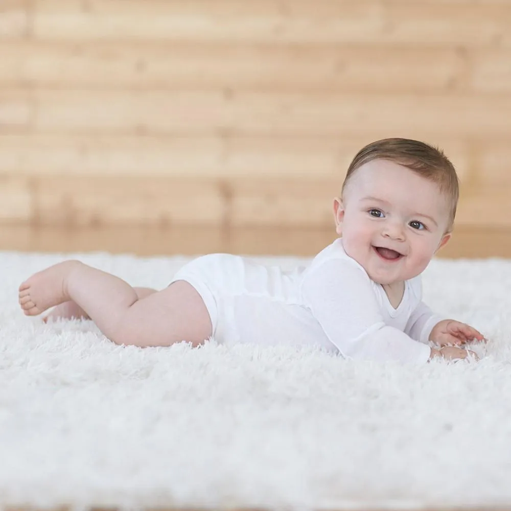 3-Pack White Long Sleeve Onesies Bodysuits with Mitten Cuffs