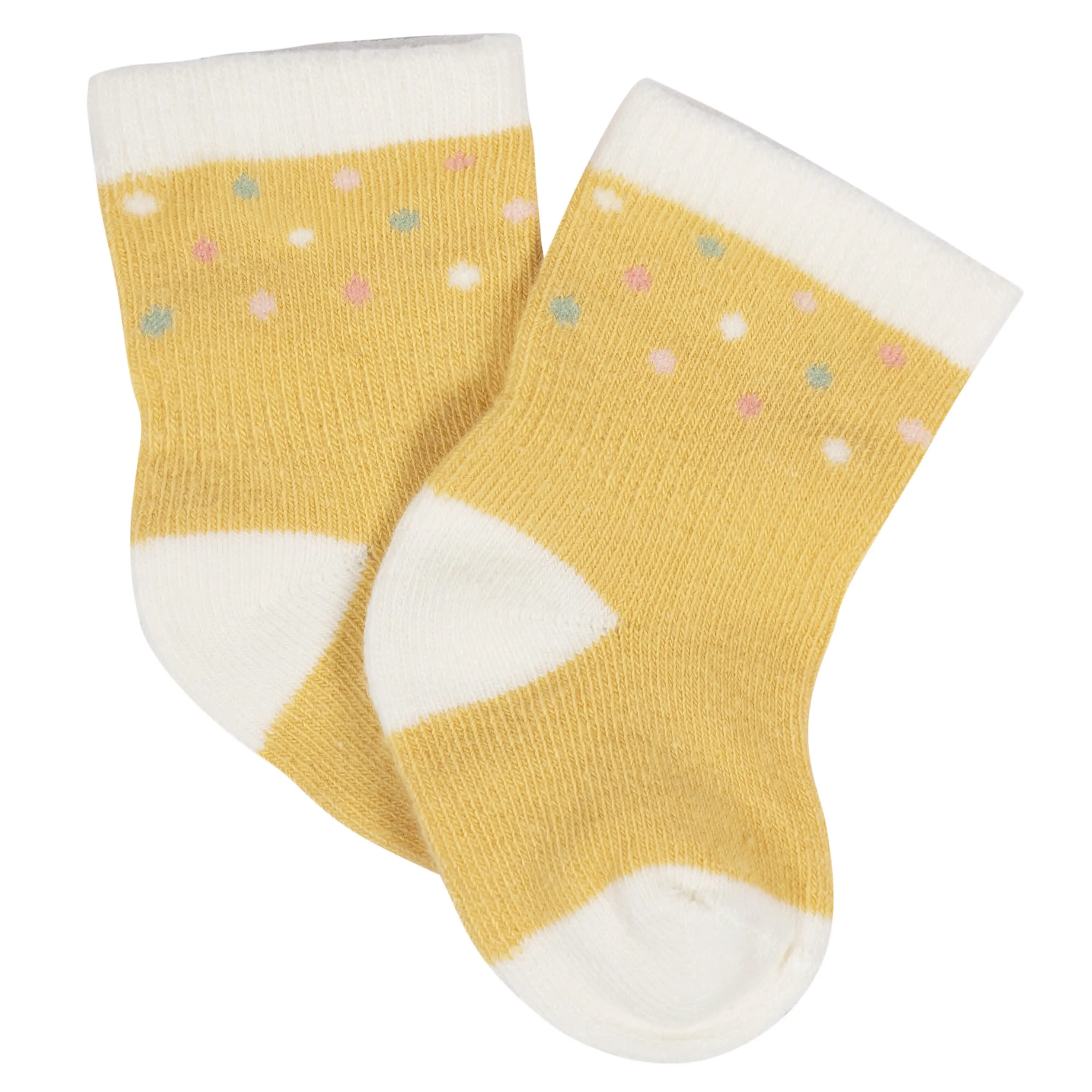 8-Pack Baby Girls Golden Floral Jersey Wiggle Proof Socks