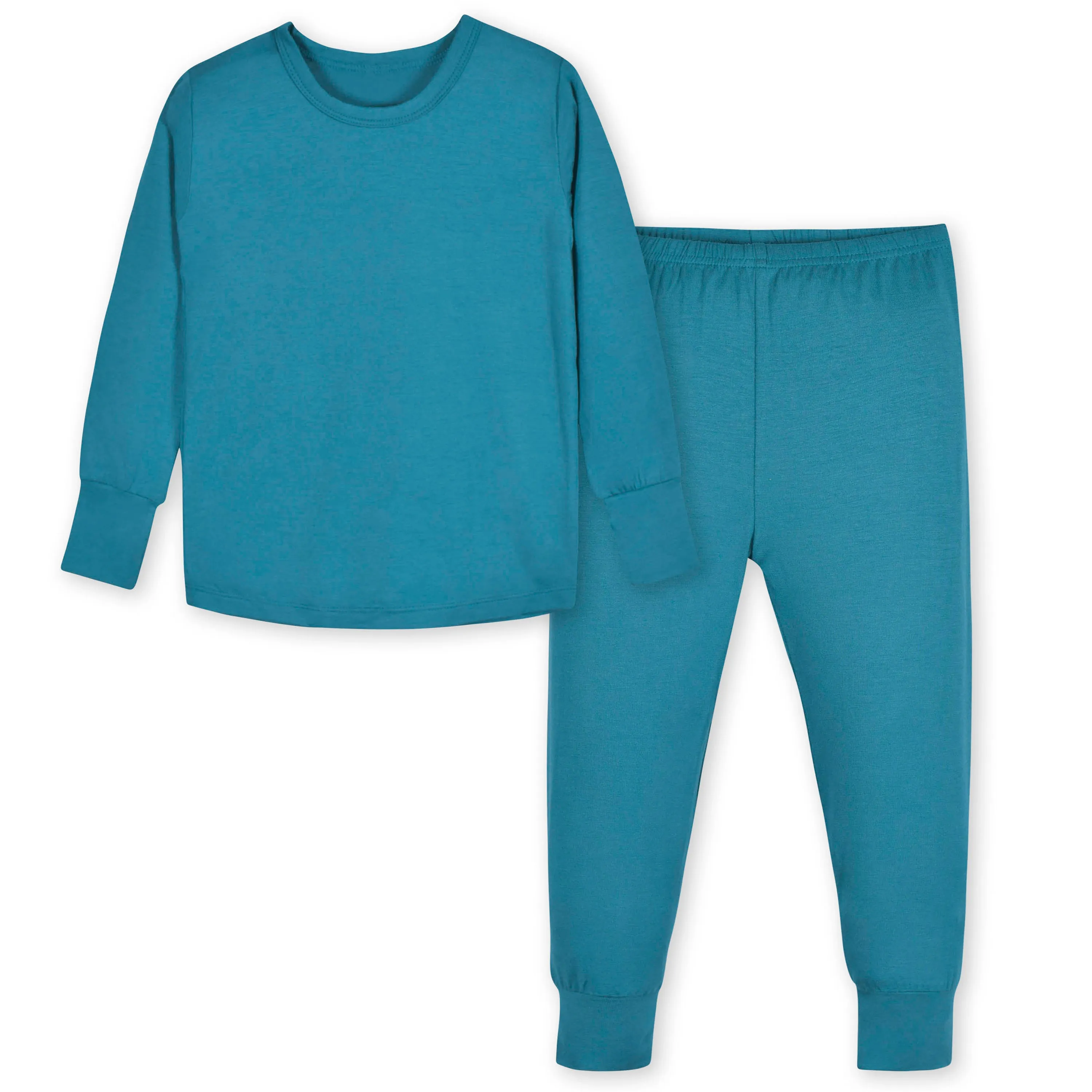 2-Piece Infant & Toddler Ocean Teal Buttery Soft Viscose Made from Eucalyptus Snug Fit Pajamas