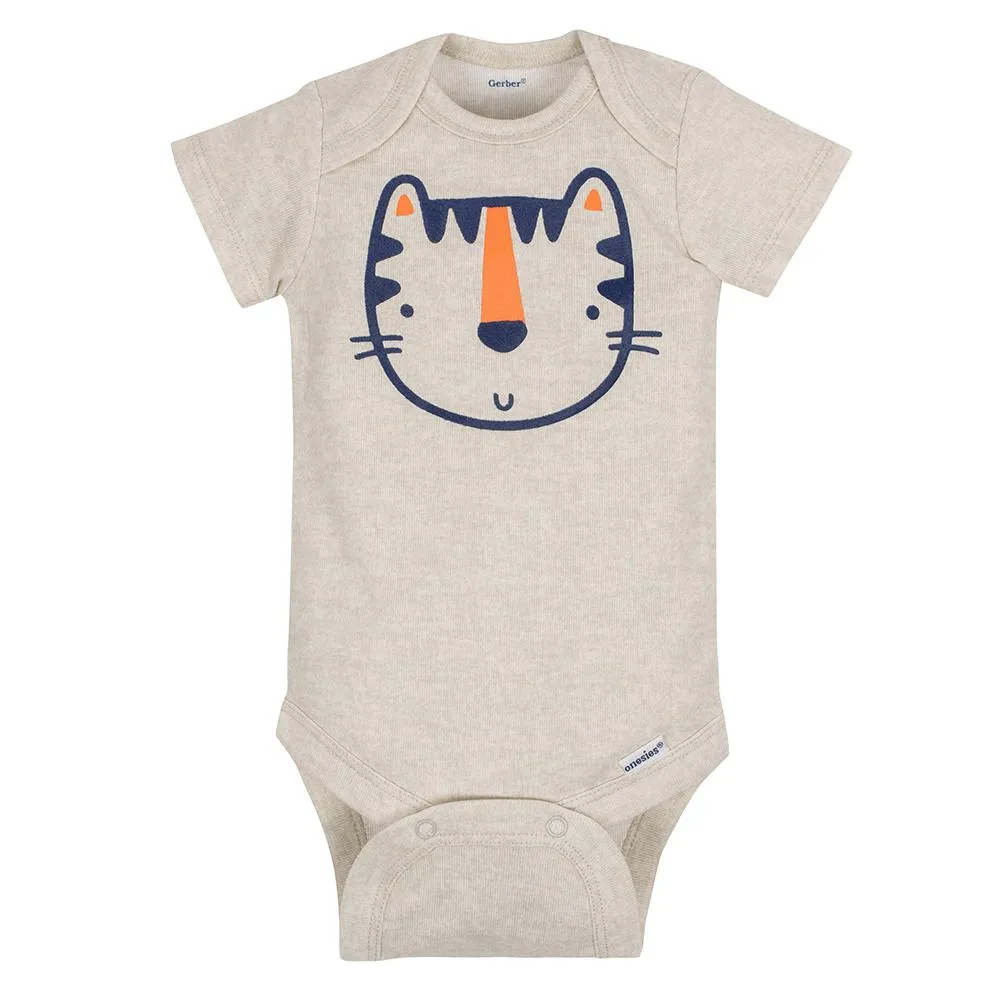 5-Pack Boys Tiger Short Sleeve Onesies Bodysuits