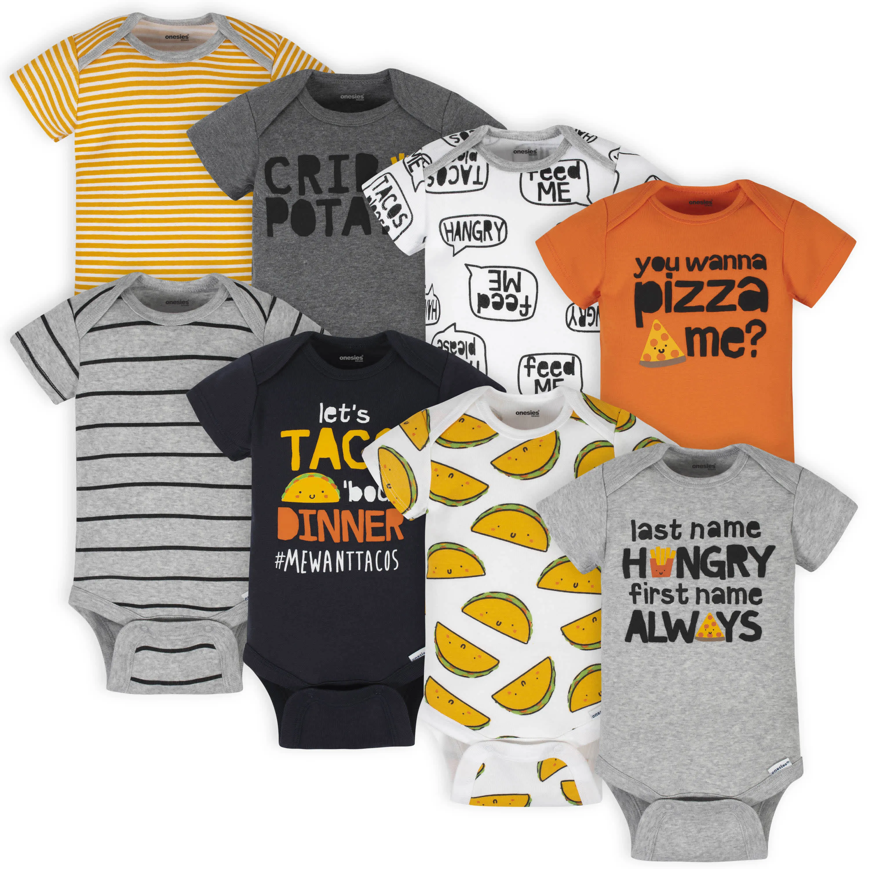 8-Pack Baby Neutral Taco Onesies Brand Bodysuits