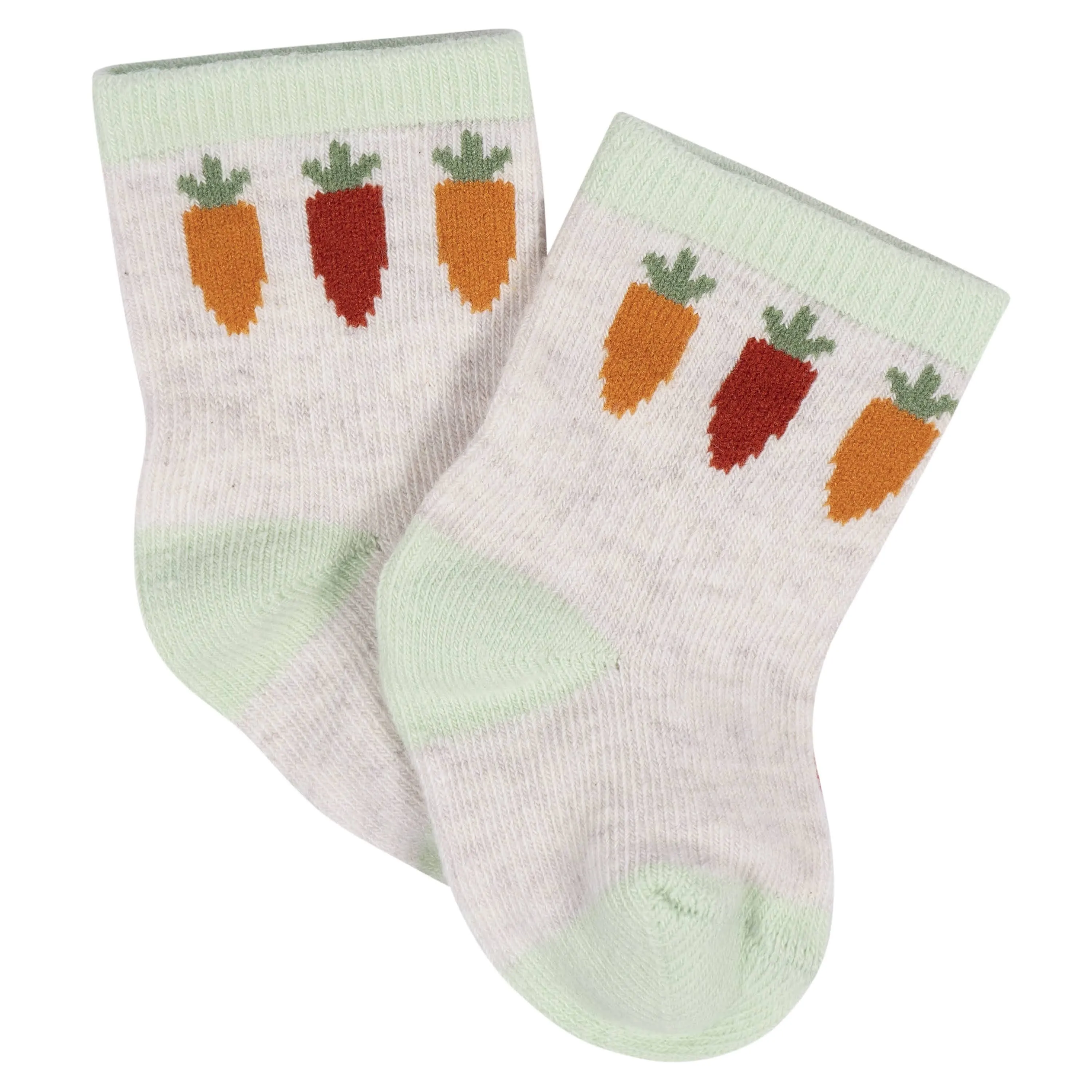 8-Pack Baby Neutral Happy Veggies Jersey Wiggle Proof Socks