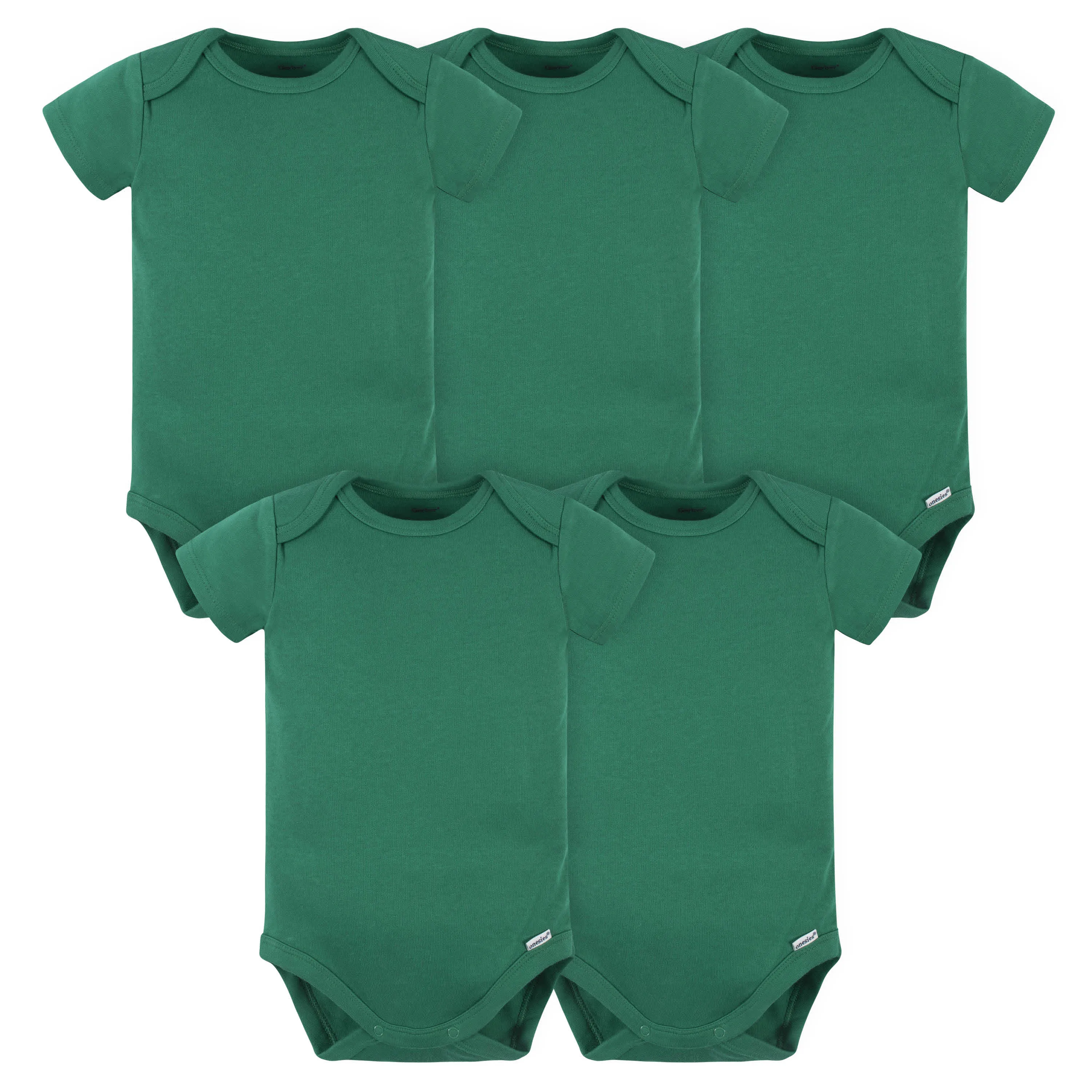 5-Pack Baby Kelly Green Premium Short Sleeve Onesies Bodysuits