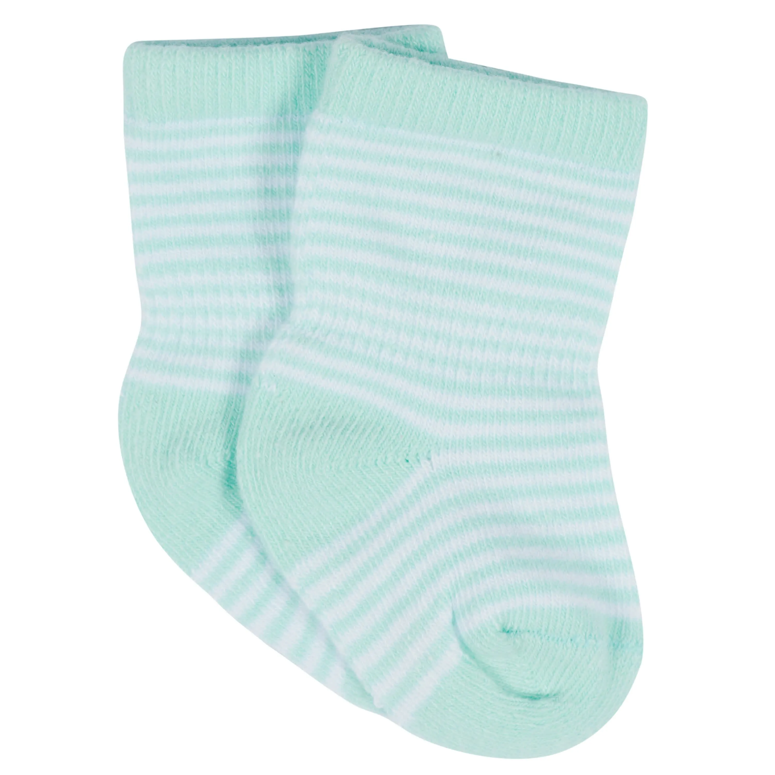 12-Pack Baby & Toddler Girls Rainbow Floral Jersey Crew Wiggle Proof Socks