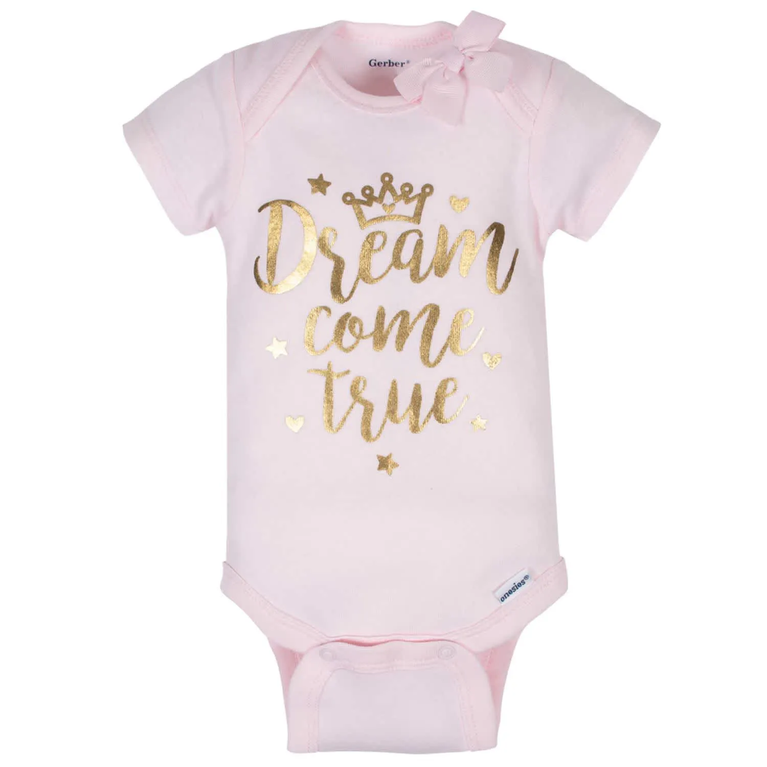 3-Pack Baby Girls Organic Princess Short Sleeve Onesies Bodysuits