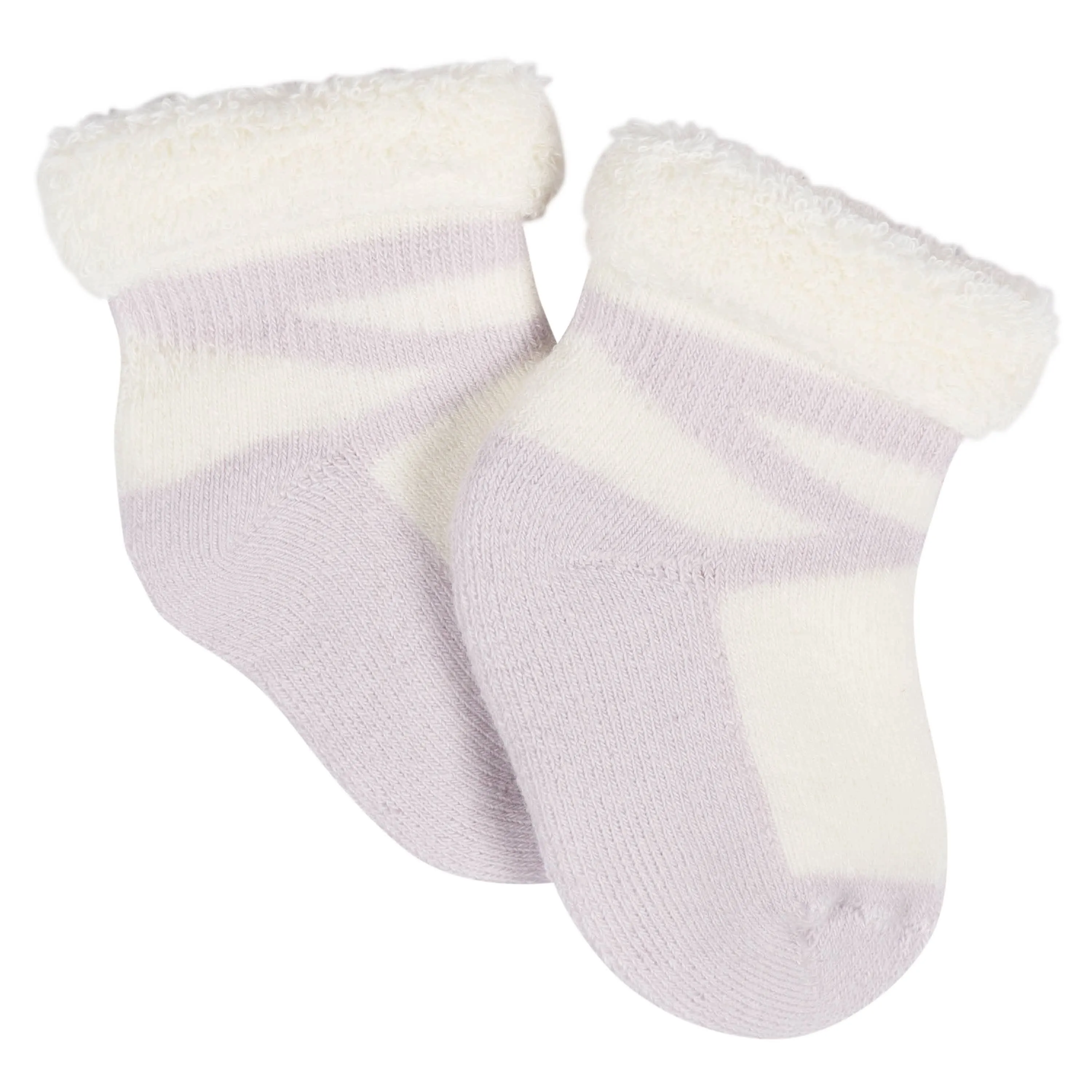 12-Pack Baby Girls Lavender Garden Terry Wiggle Proof Socks