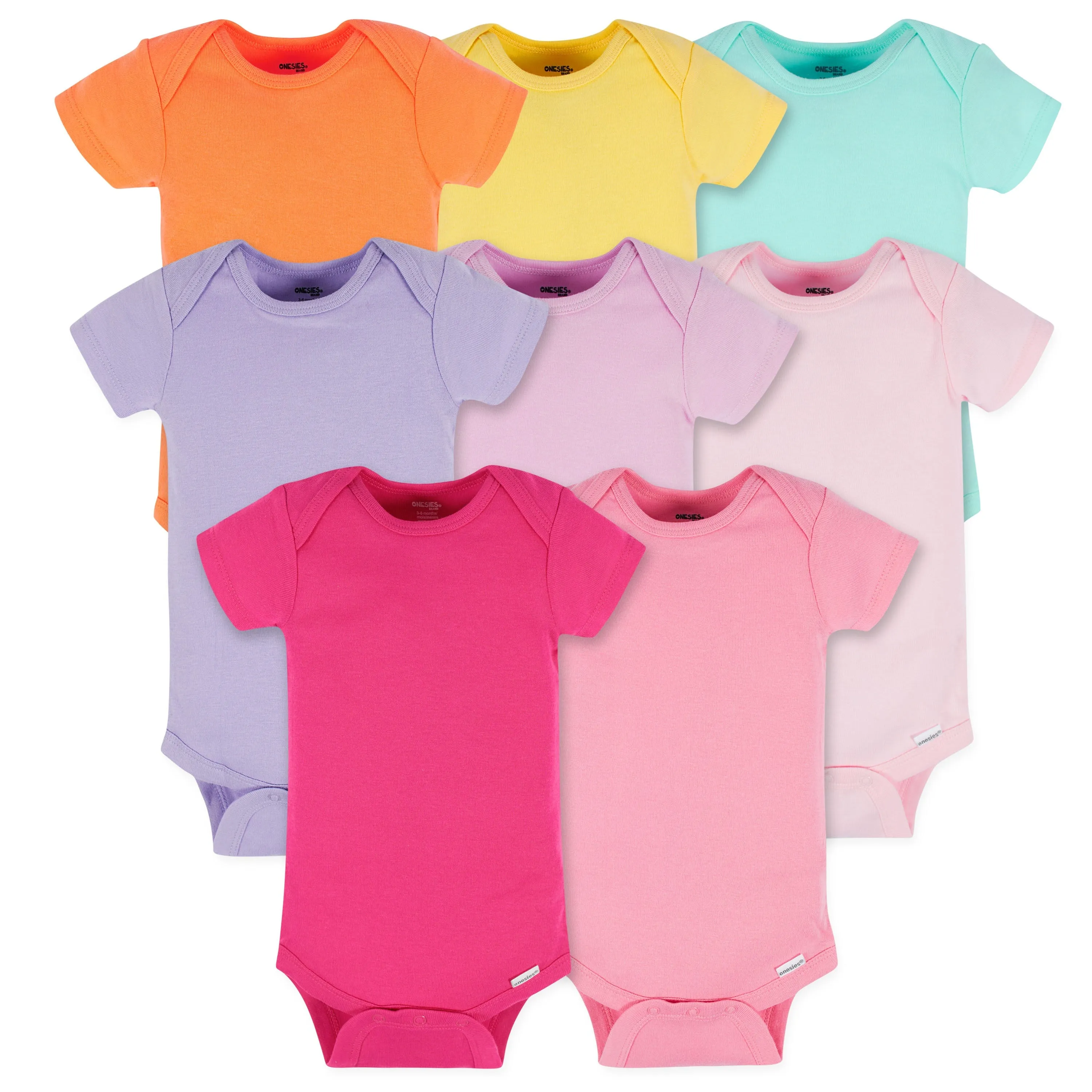 8-Pack Baby Neutral Pastel Rainbow Short Sleeve Onesies Bodysuits