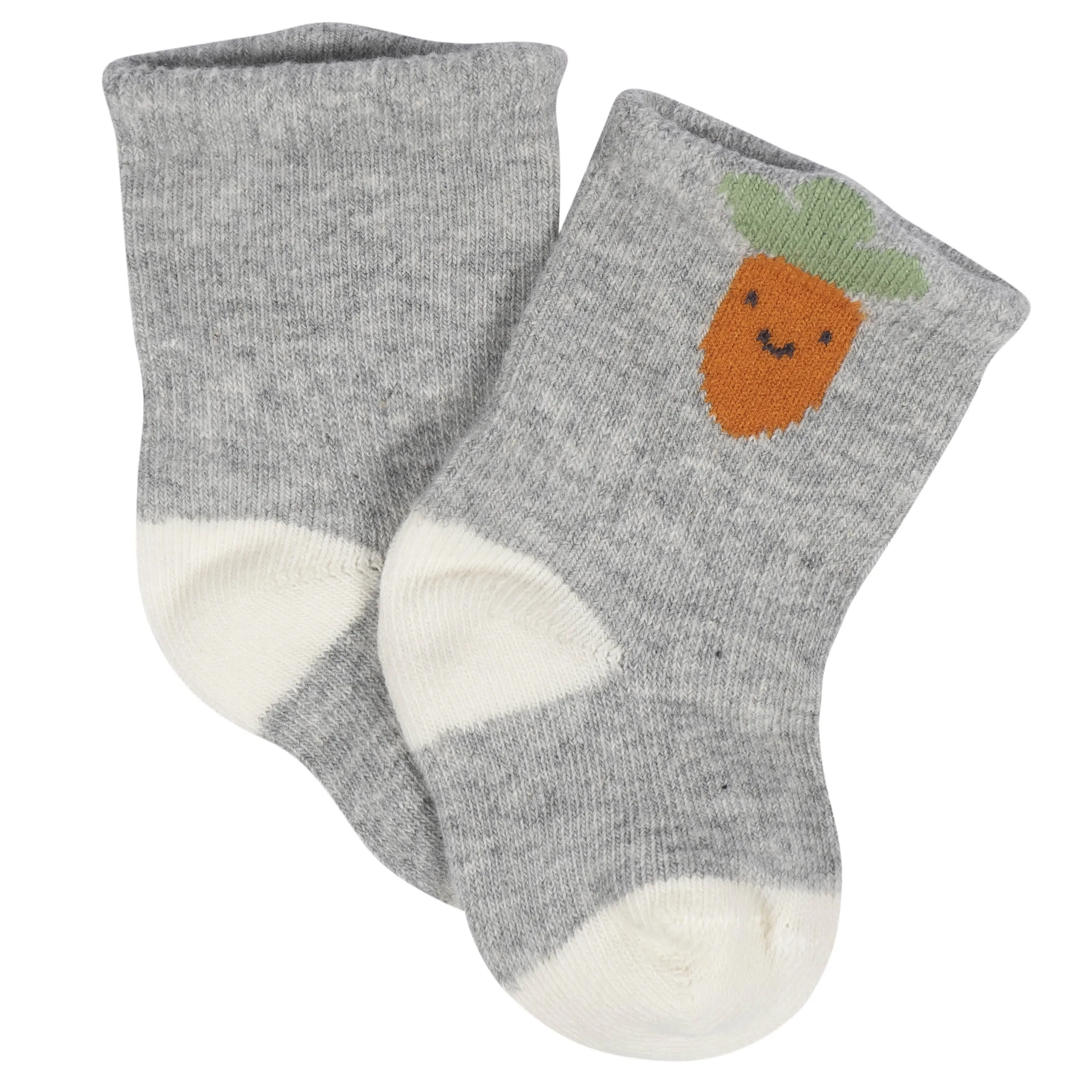 8-Pack Baby Neutral Happy Veggies Jersey Wiggle Proof Socks