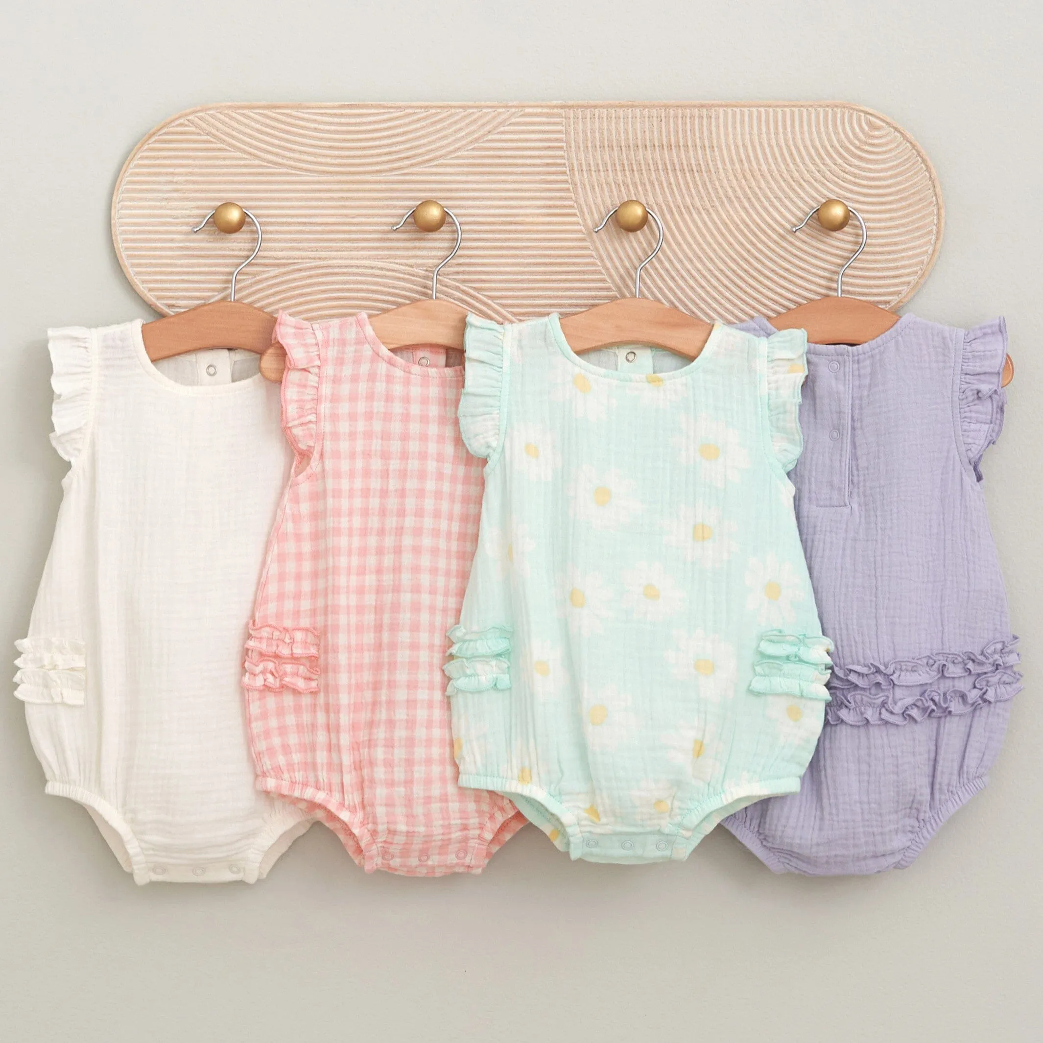 Baby Girls Daisies Gauze Sunsuit Romper