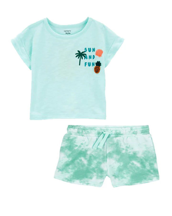 Carter's Baby Sun And Fun Tee with Tie-Dye Pull-On French Terry Shorts