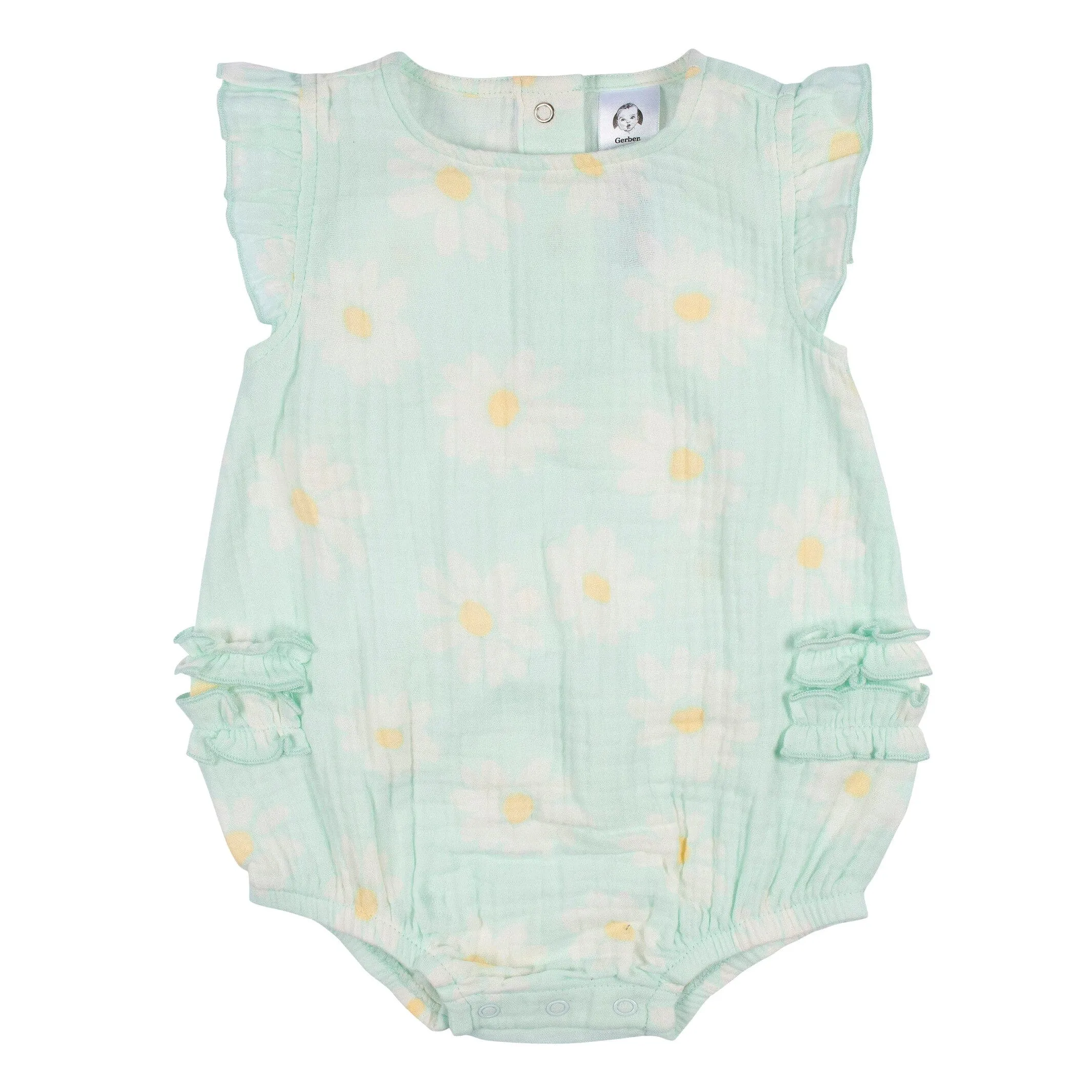 Baby Girls Daisies Gauze Sunsuit Romper